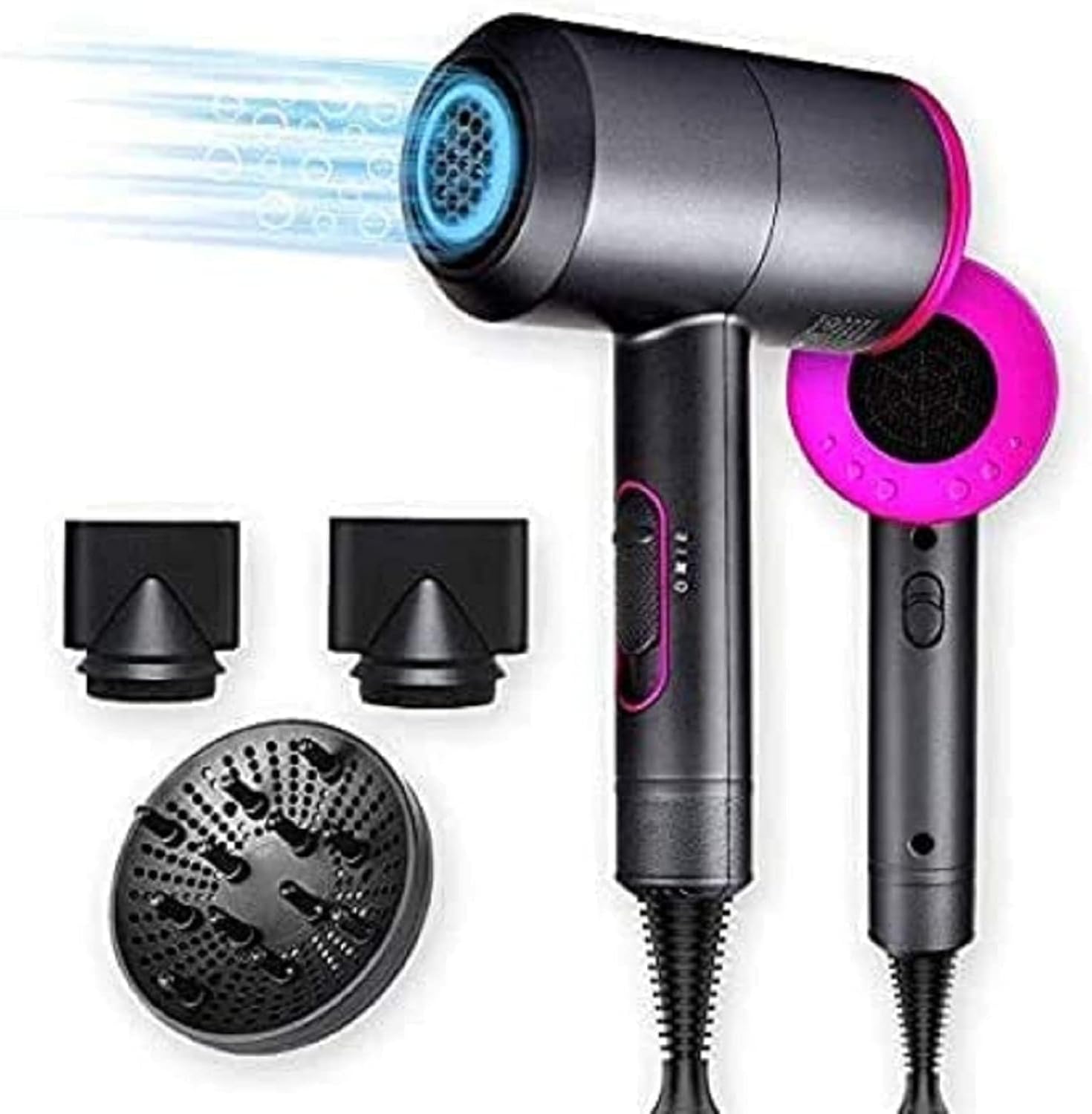Detalle de Jooayou 2000W Professional Hair Dryer with Negative Ions, Diffuser and 2 Speed Settings