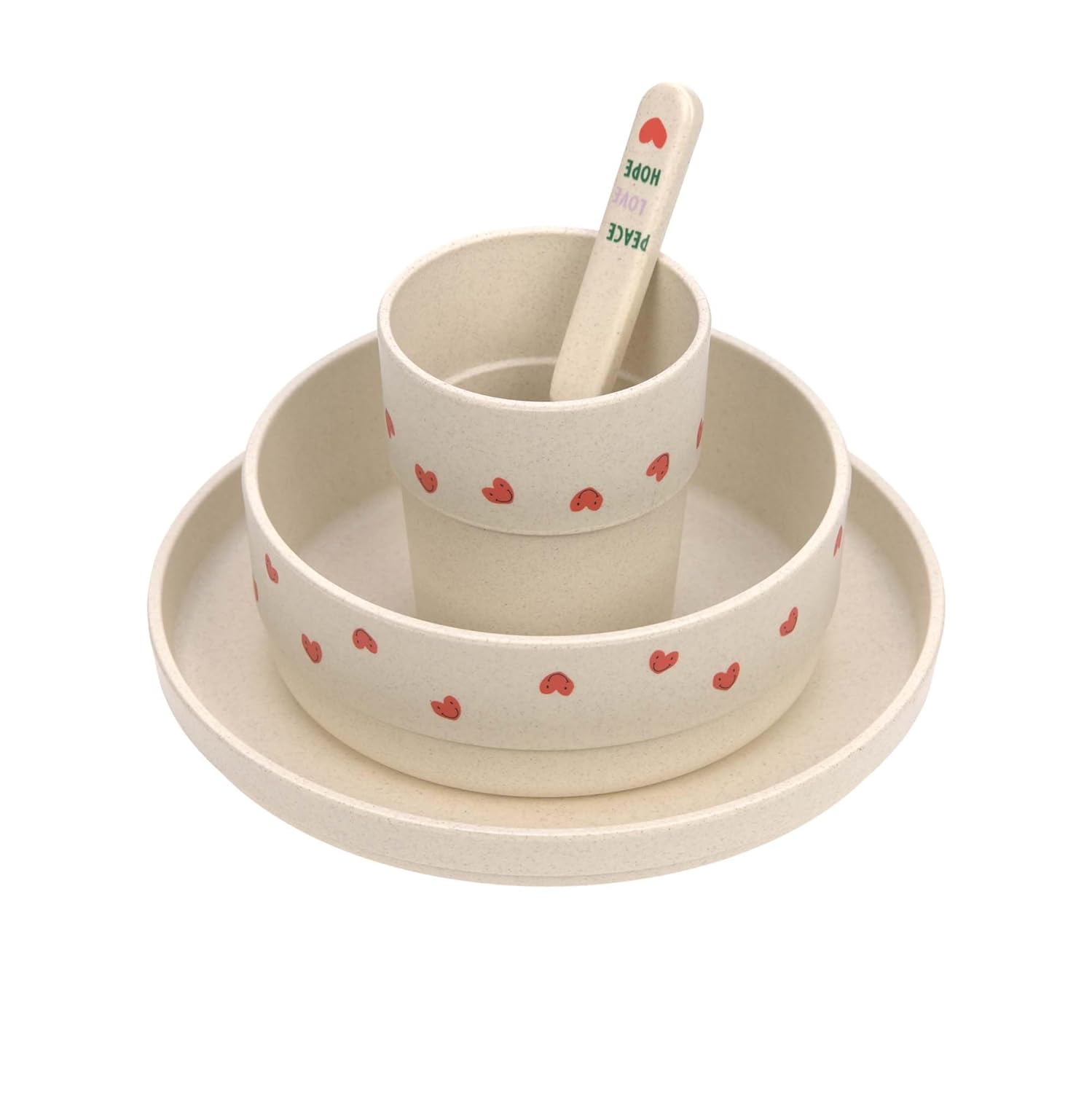 Thumbnail 1 de LÄSSIG Kindergeschirr Set Happy Rascals Heart lavender – Teller, Becher, Schälchen und Löffel