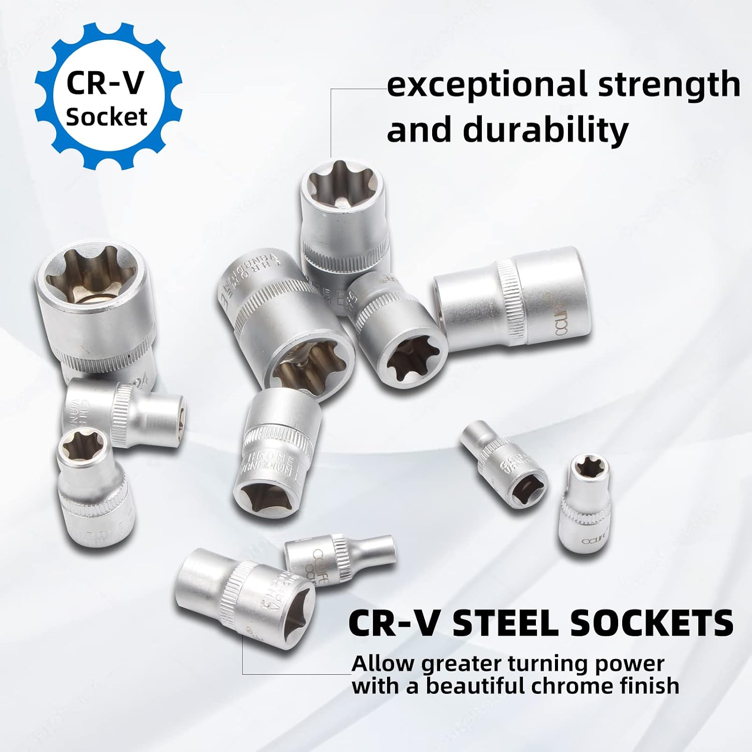 Detalle de CCLIFE Set di chiavi a bussola Torx E4-E24 1/4 3/8 1/2 pollici