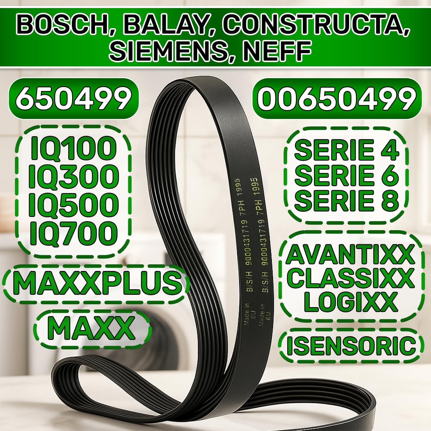 Detalle de ONIX TECH correa Poly-V para secadora 1995 mm PH7 (cód. 00650499 / 650499)