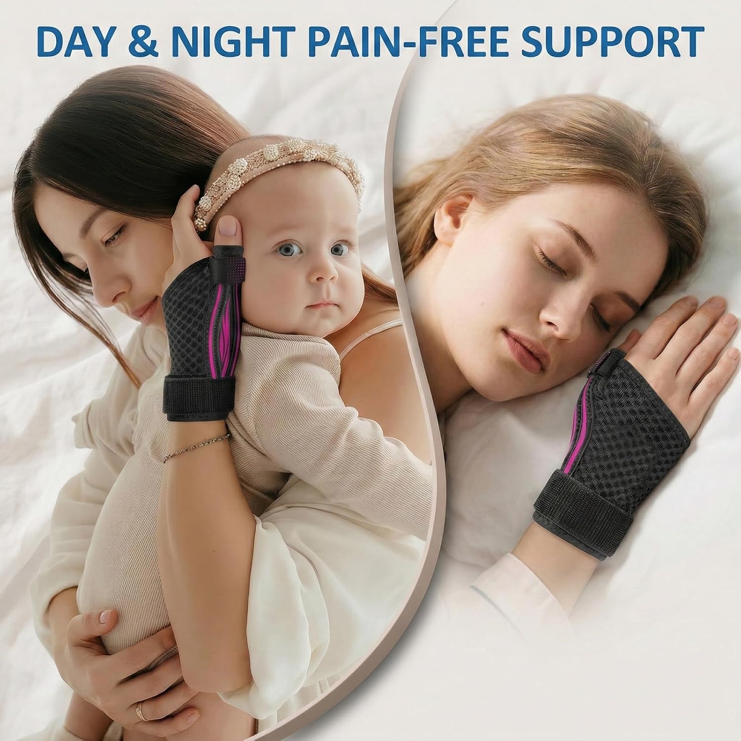 Thumbnail 5 de Fitooson Thumb Wrist Brace (Thumb Spica) for De Quervain’s, Trigger Finger, and more — Rose Pink/Black, S/M