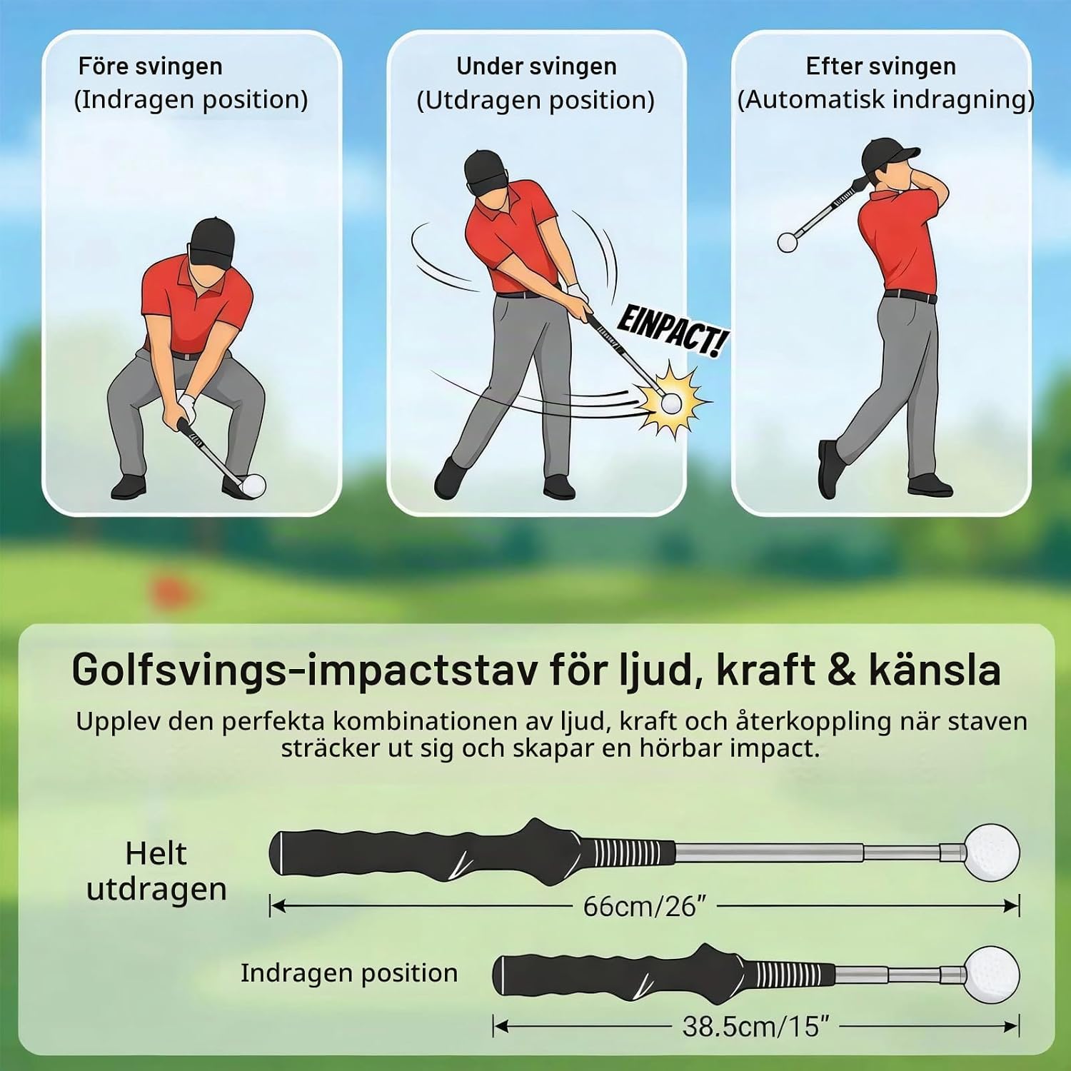Detalle 2 de HX-pyahgtv teleskopisk golfsvingtränare för sving- och hållningsträning