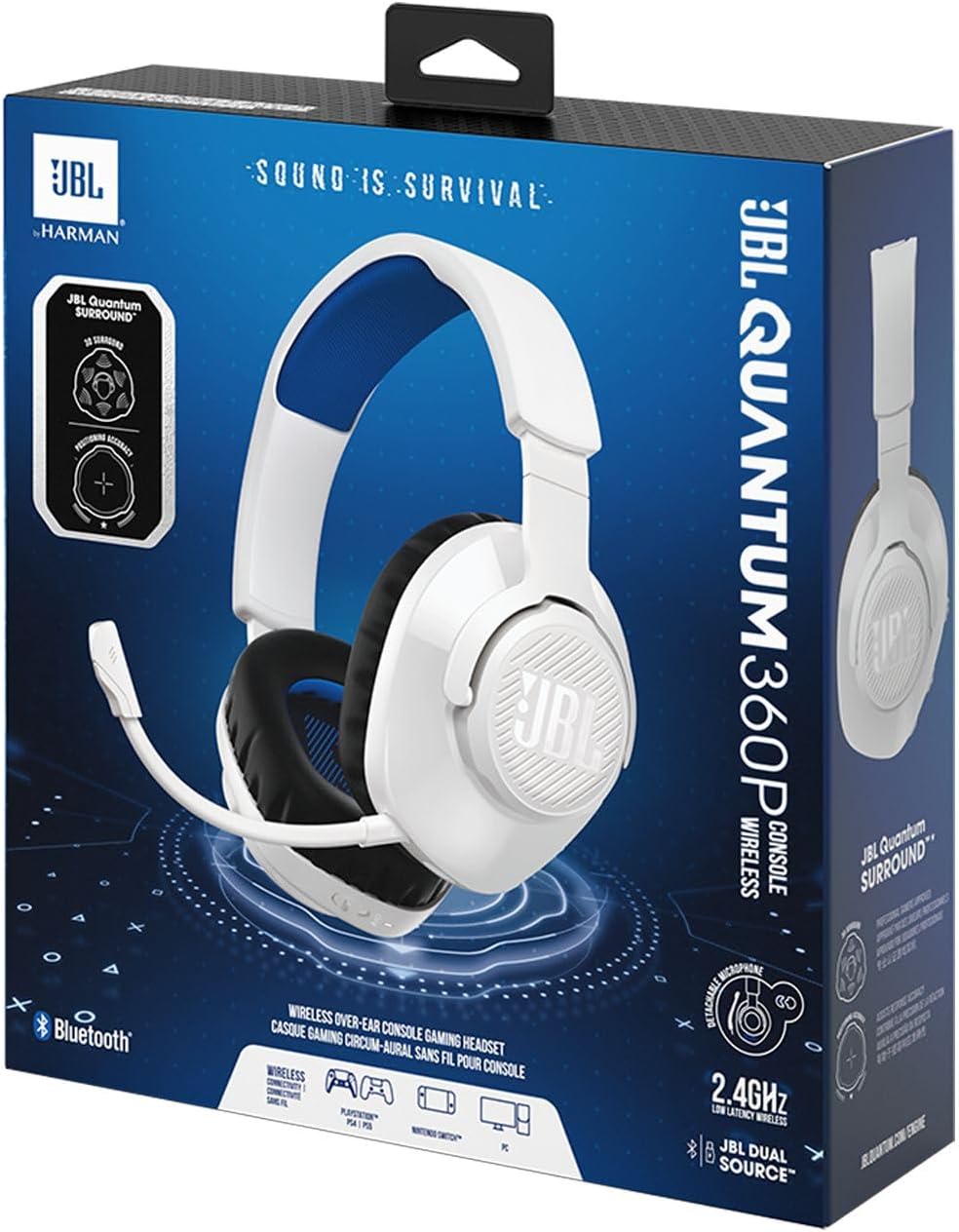 Detalle 2 de JBL Quantum 360P Wireless Gaming Headset with Microphone – White