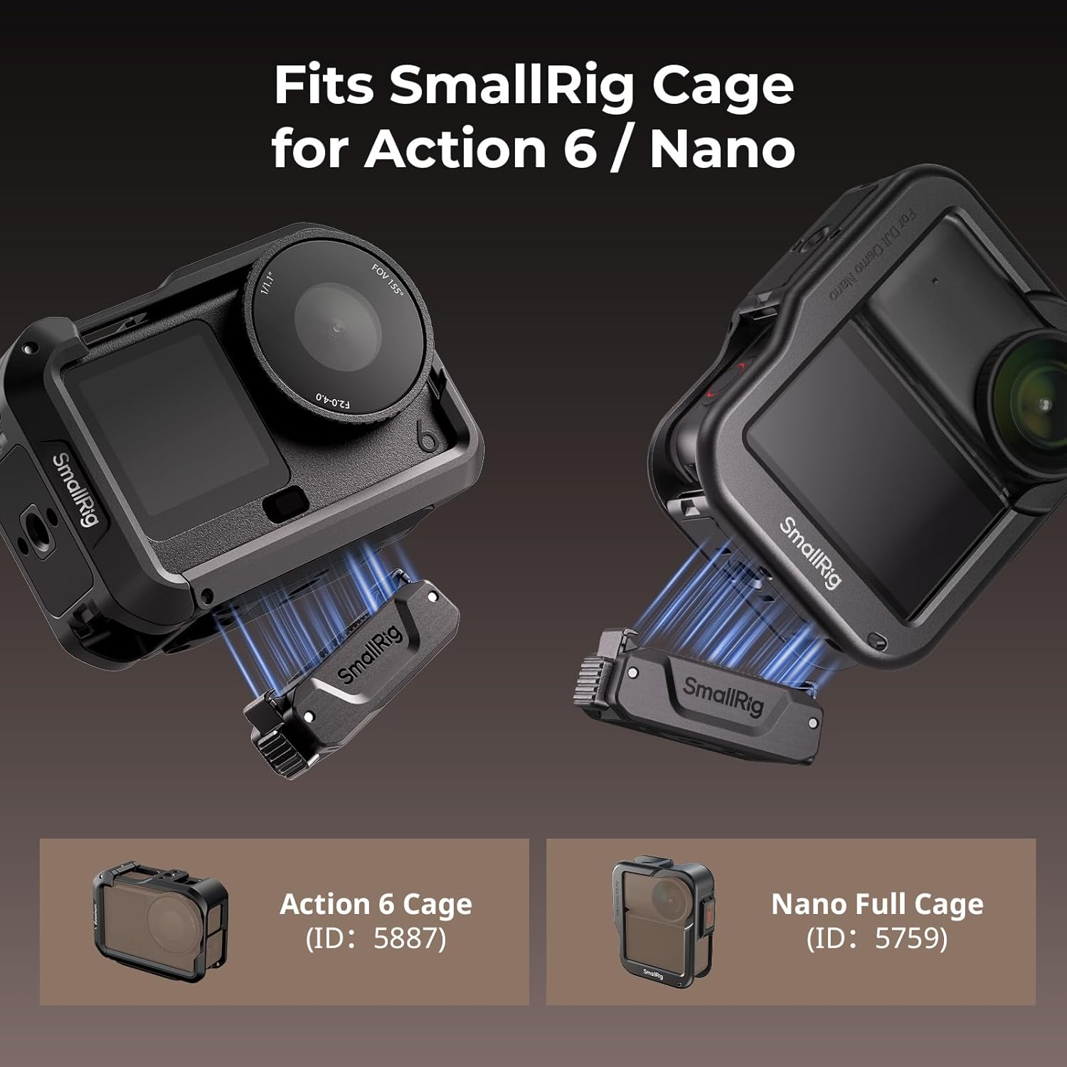 Thumbnail 6 de SMALLRIG Adaptateur magnétique à dégagement rapide Action 6 / Osmo Nano – Lot de 2 avec filetage 1/4"-20 (5779)
