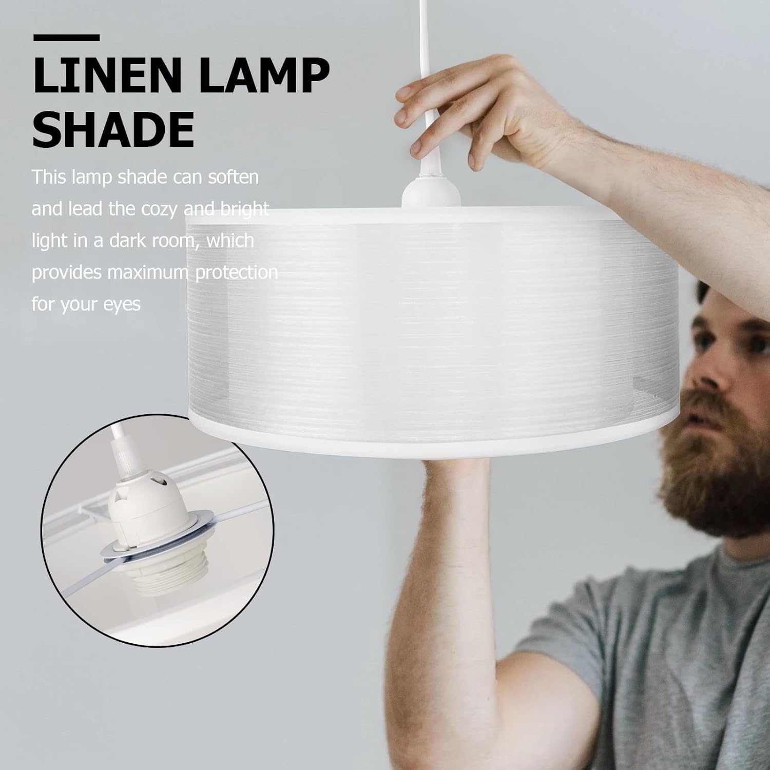 Thumbnail 6 de FRIDEKO HOME 2 Tier Light Shade Ceiling – Modern White Drum Shade, 30 cm