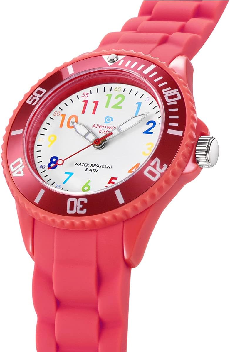 Detalle de Alienwork Kids Orologio di Apprendimento per Bambini – Impermeabile 5 ATM, quadrante colorato