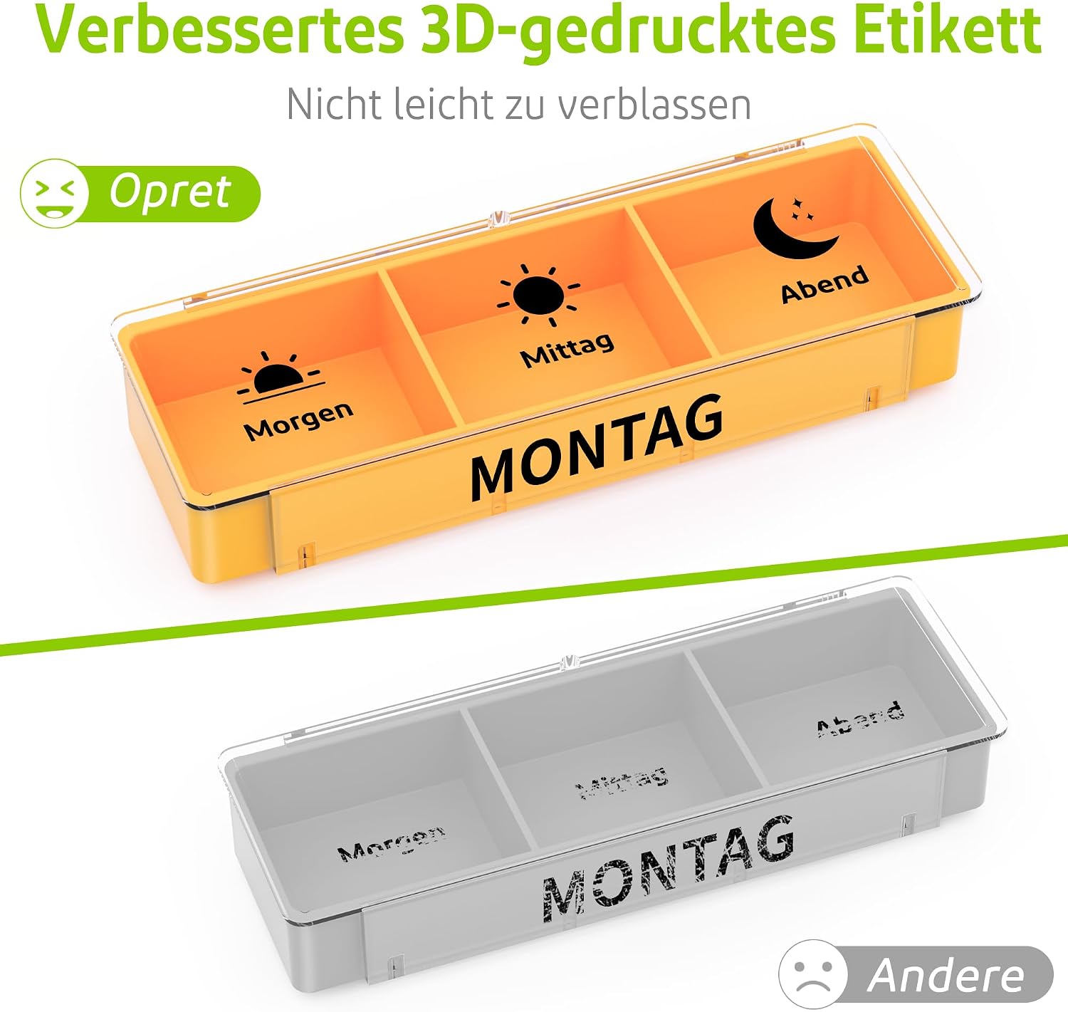 Detalle 2 de Opret 7‑Tage Pillenbox 3 Fächer