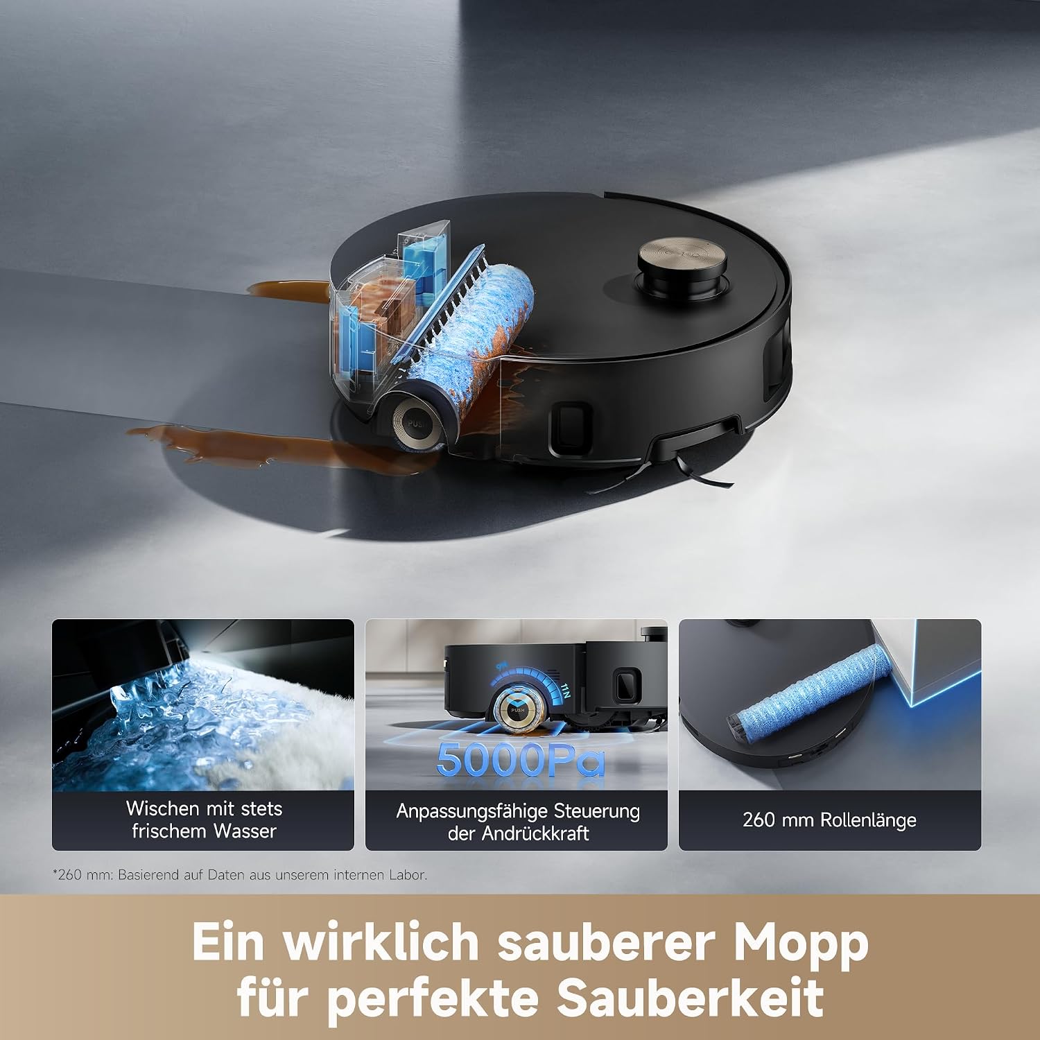 Detalle de dreame Aqua10 Roller-Saugroboter mit AquaRoll 30.000 Pa
