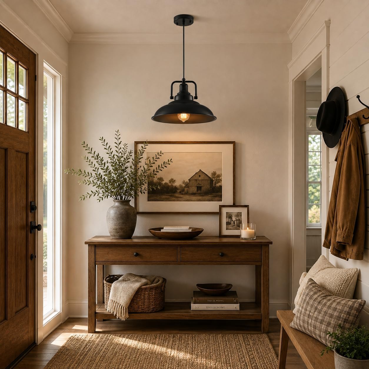 Thumbnail 4 de SESIMENT Black Pendant Light Fixture 3-Pack, 12.5-Inch Matte Black Metal Shades