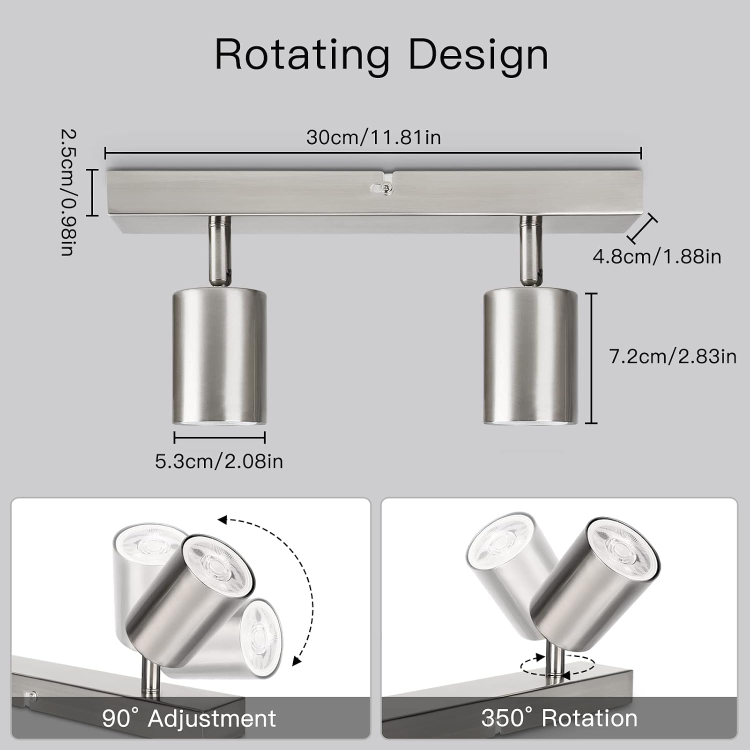 Thumbnail 5 de Ketom Lampada Faretti da Soffitto Orientabili GU10 2 luci