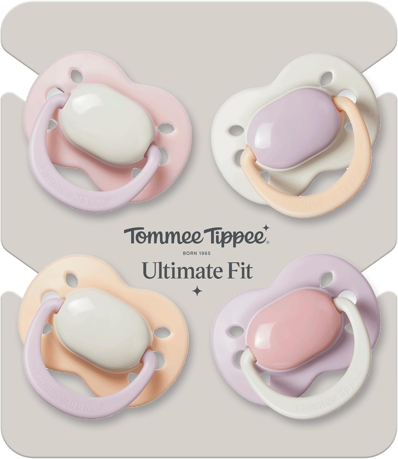 Thumbnail 1 de Tommee Tippee Ultimate Fit Soother 0-6 Months – 4 Pack (Colour Blocked)