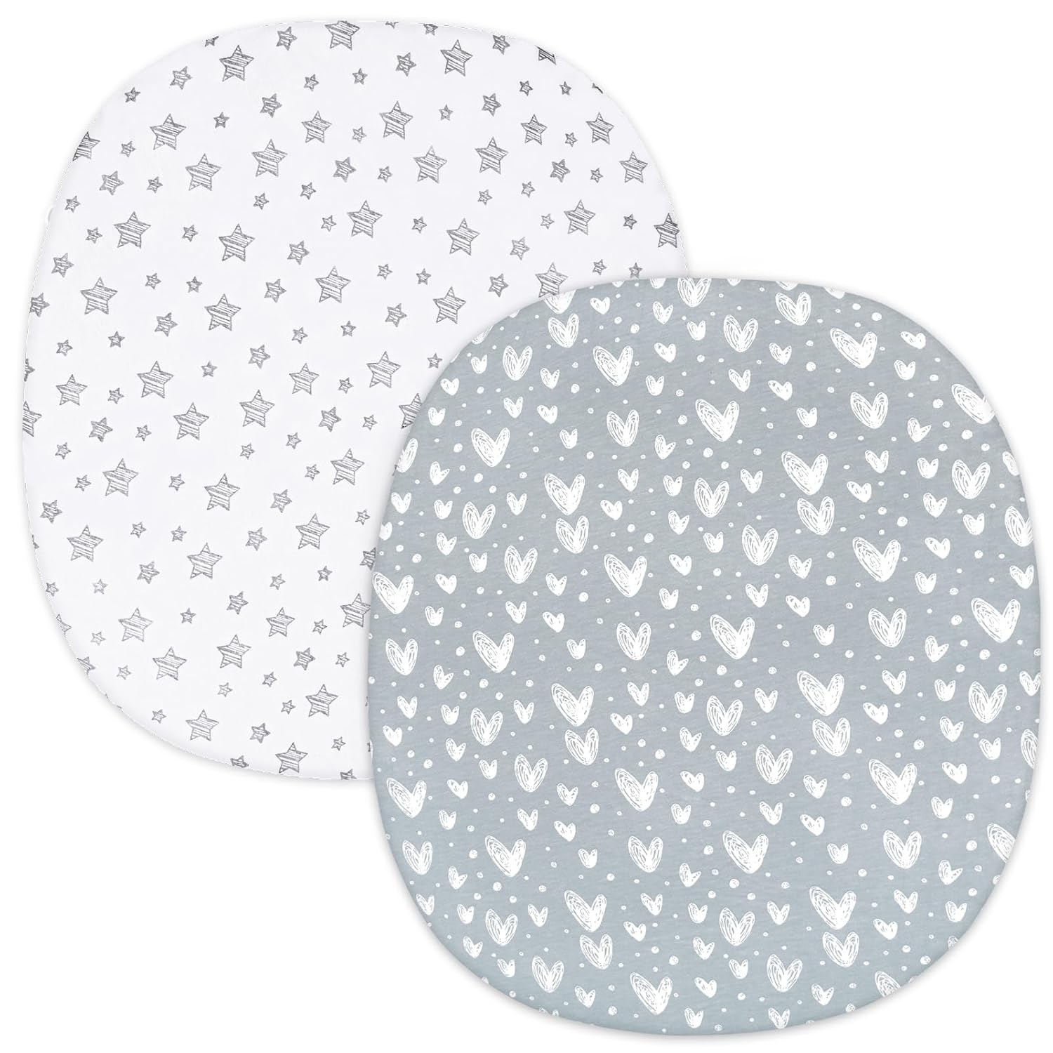 Detalle de Biloban Cotton Bassinet Sheets for Graco Pack ‘n Play Dome LX, 2-Pack Gray Print