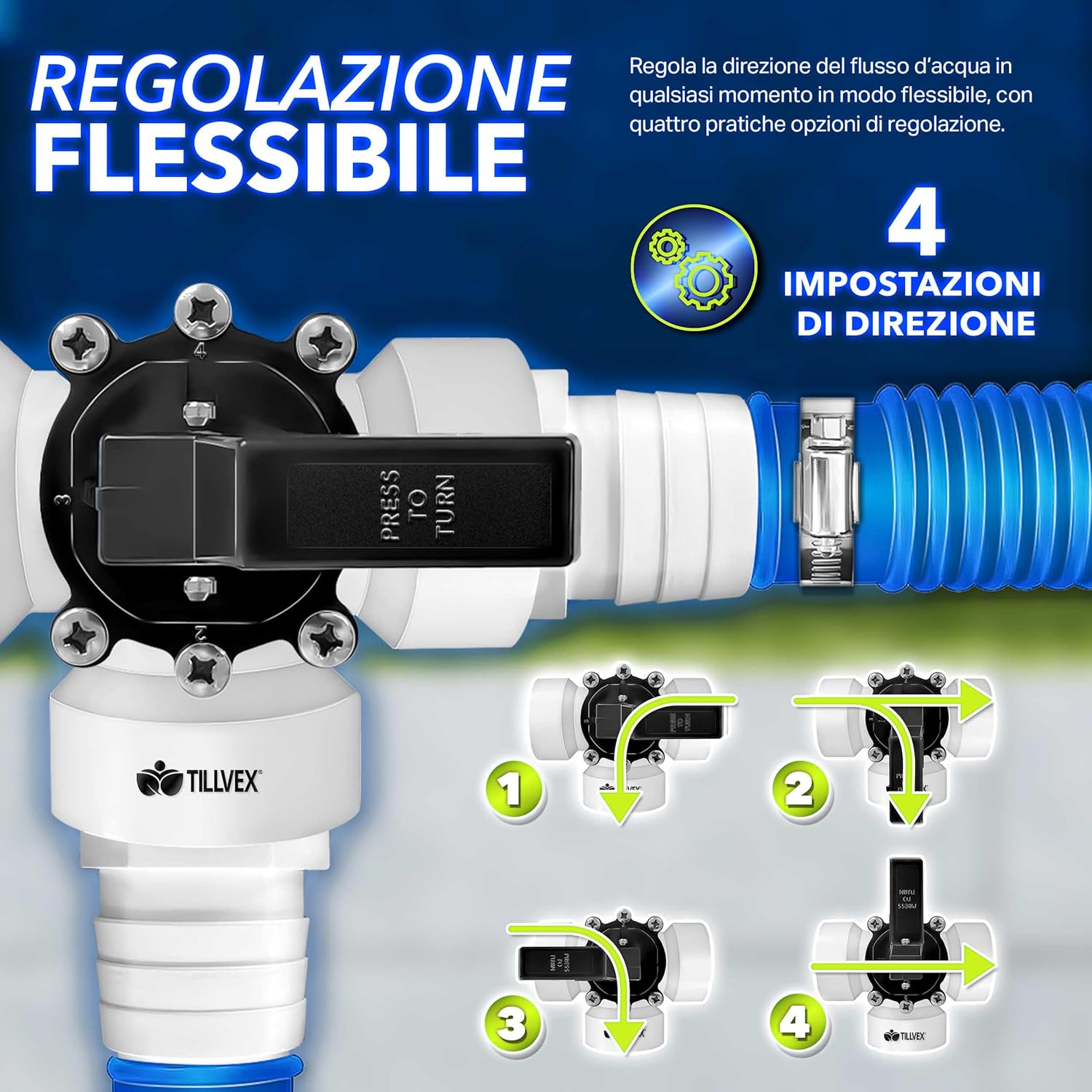 Detalle de tillvex® Bypass Set piscina 12 pezzi Ø 32/38 mm