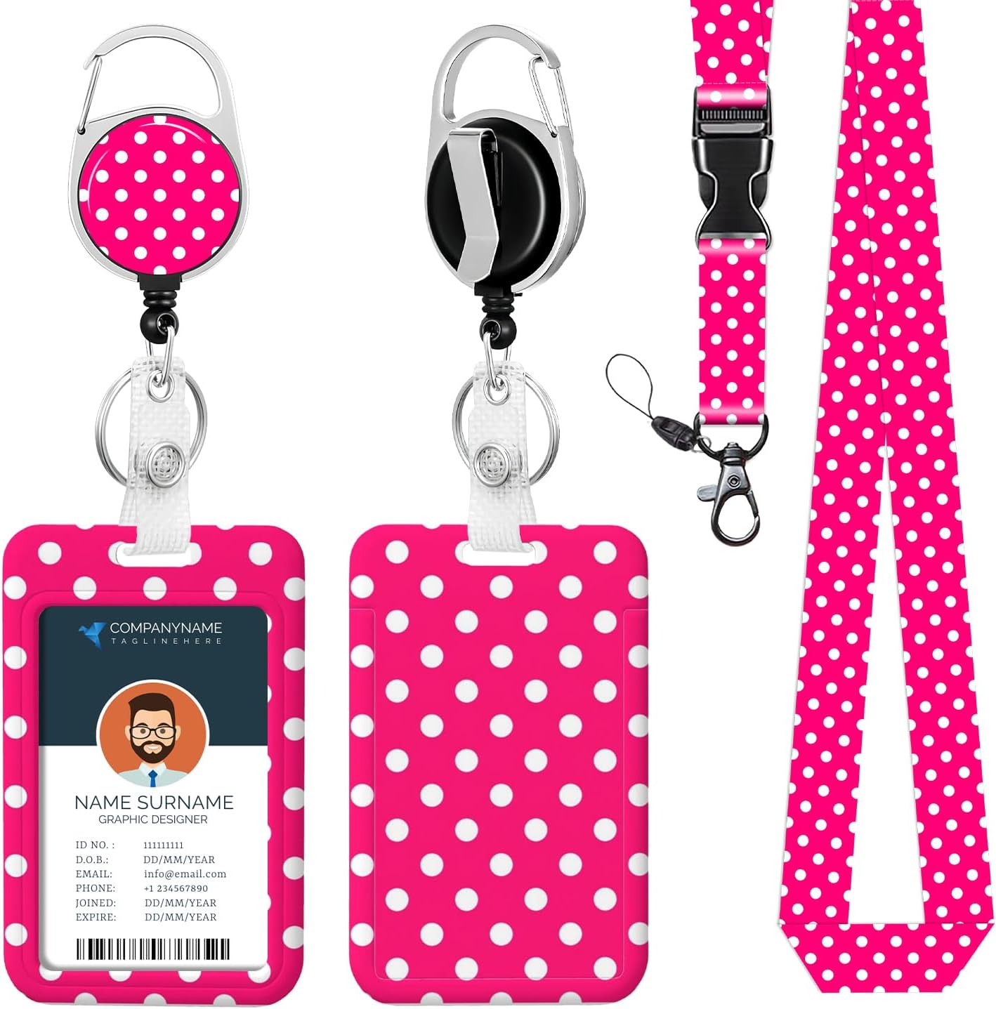 Thumbnail 6 de ID Badge Lanyard with Retractable Reel, 22.5-Inch Length