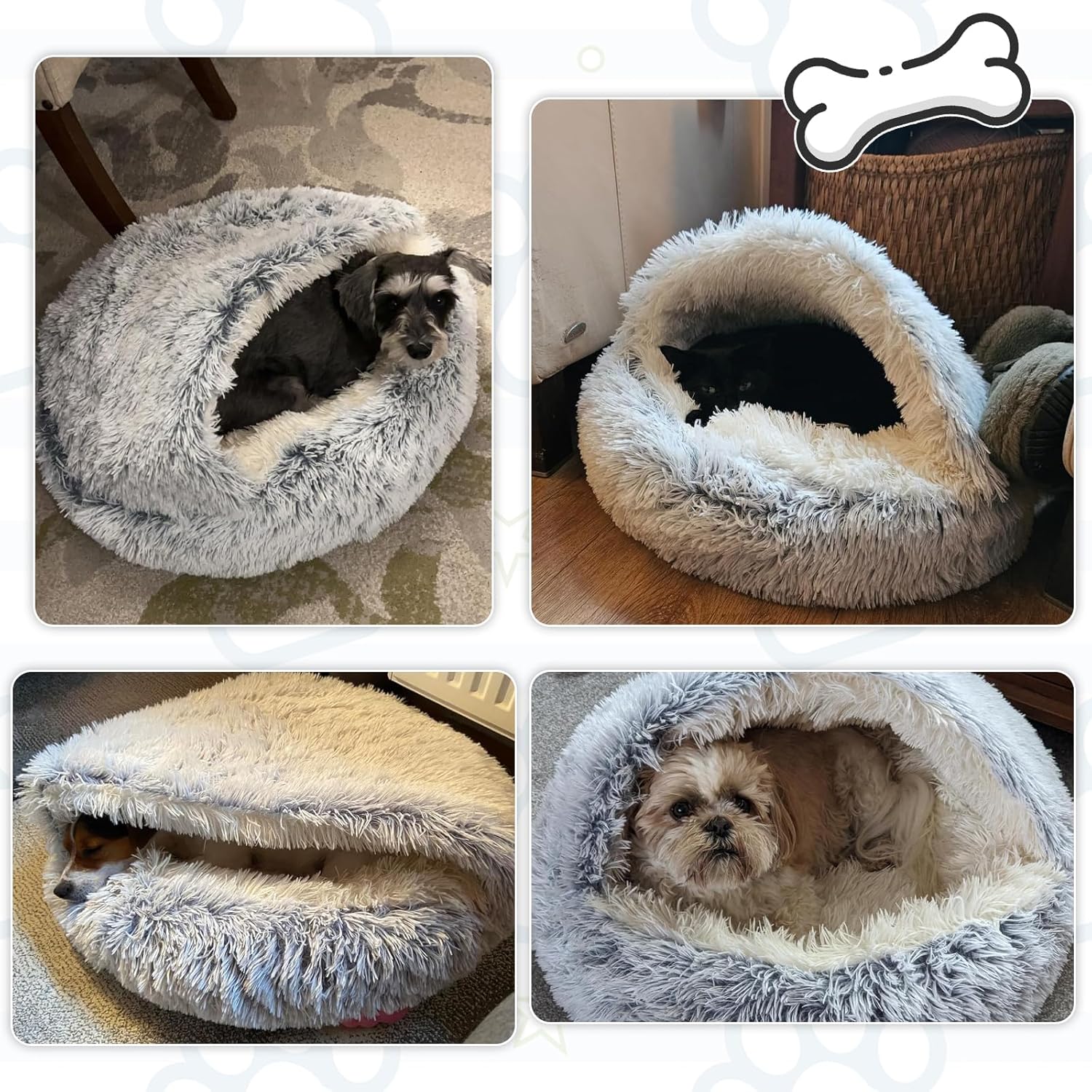 Thumbnail 4 de SUOXU Calming Bed: 65cm 2-in-1 Hooded Pet Bed for Cats and Small Dogs