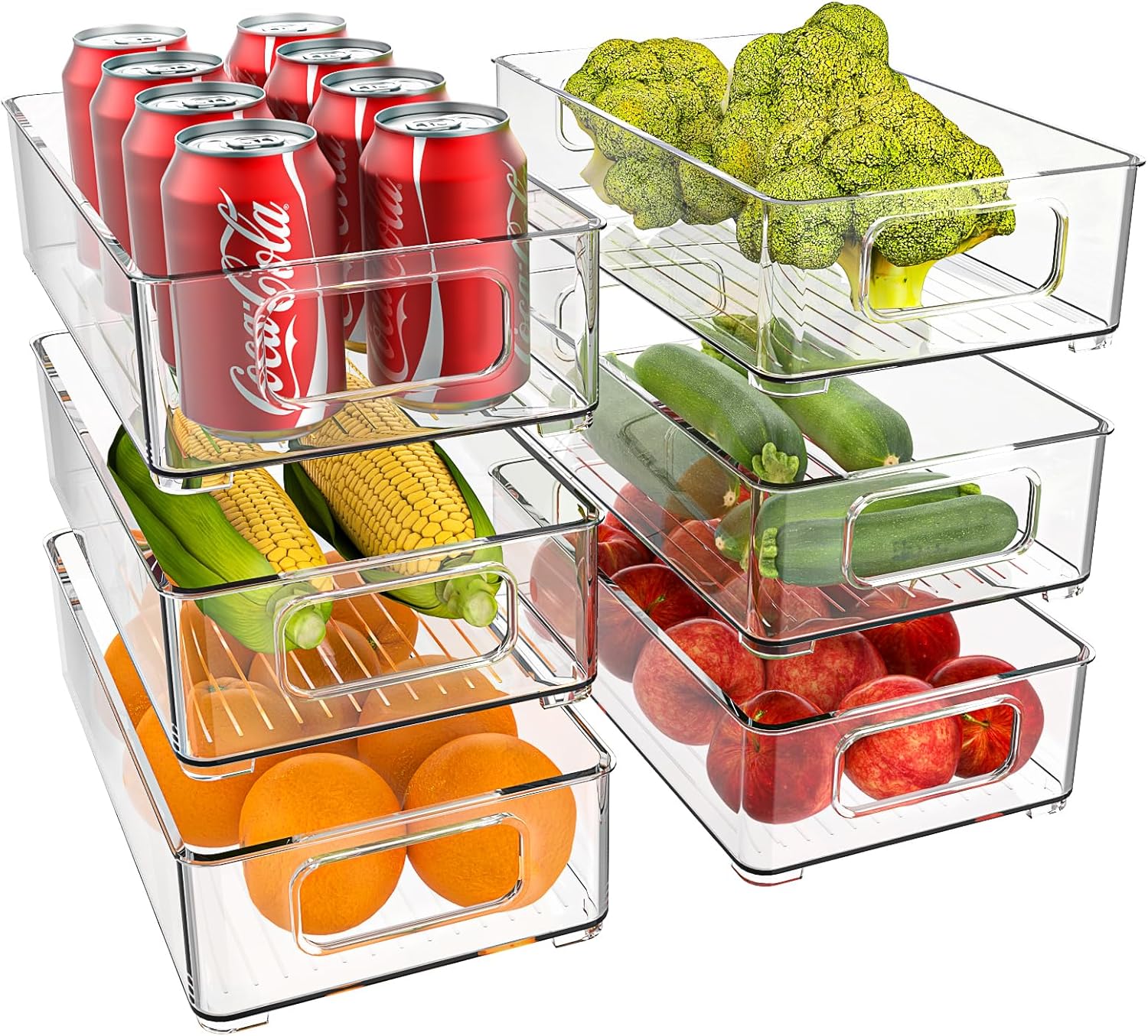Detalle de Diwoker stapelbare Kühlschrank-Organizer im 6er Set (transparent, PET, BPA-frei)