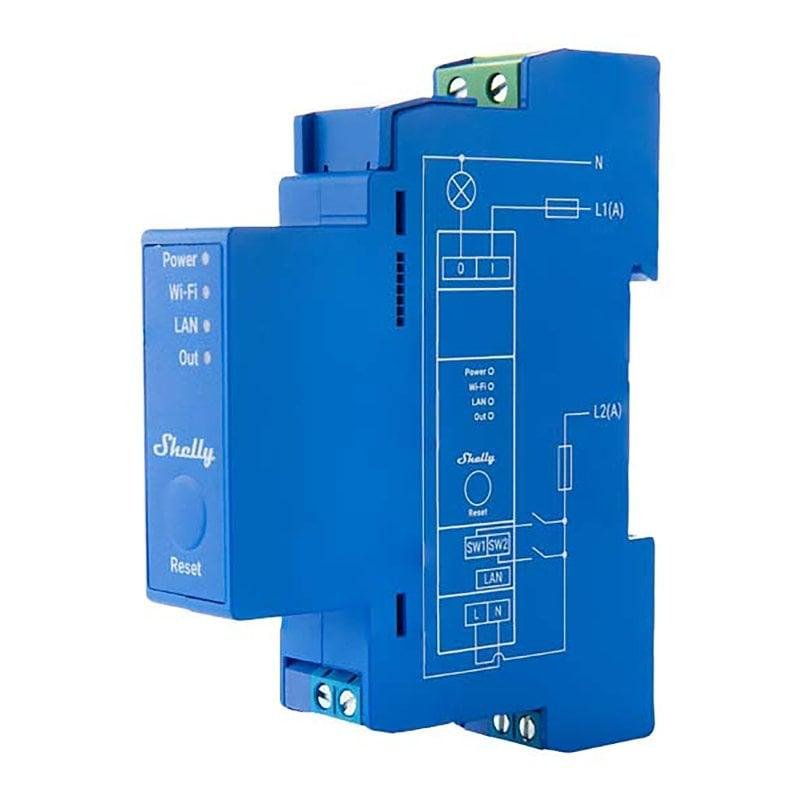 Detalle de Shelly Relé Wi-fi Lan Bt Din Pro 1 — Relé inteligente con Wi‑Fi, LAN y Bluetooth para instalaciones profesionales