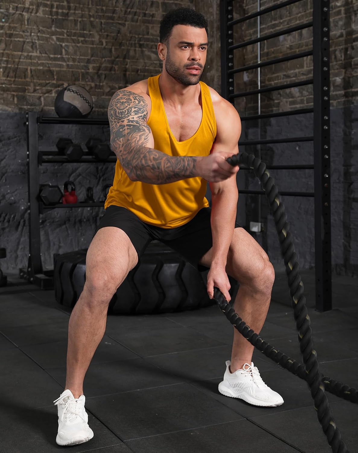 Detalle de Boyzn Men's Y-Back Dry-Fit Tank Tops (1 or 3 Pack) – Breathable Mesh Gym Vest