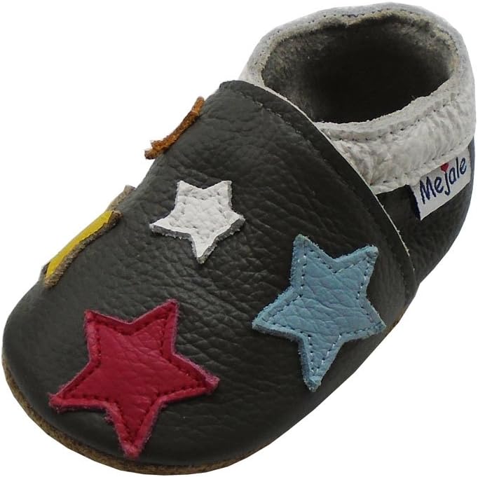 Thumbnail 6 de Mejale chaussons enfant bébé en cuir doux à enfiler, semelle daim antidérapante – étoiles