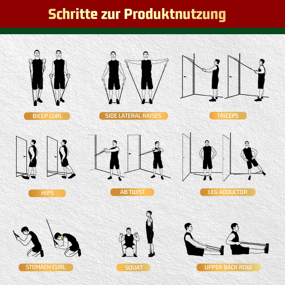 Thumbnail 4 de VEICK Widerstandsbänder-Set (5er) mit Griffen, Knöchelriemen und Türanker – Trainingsbänder fürs Heimtraining