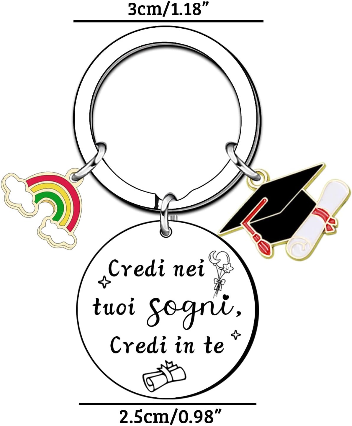 Thumbnail 5 de Portachiavi per la laurea ZYMGUO con incisione di incoraggiamento per lei e lui