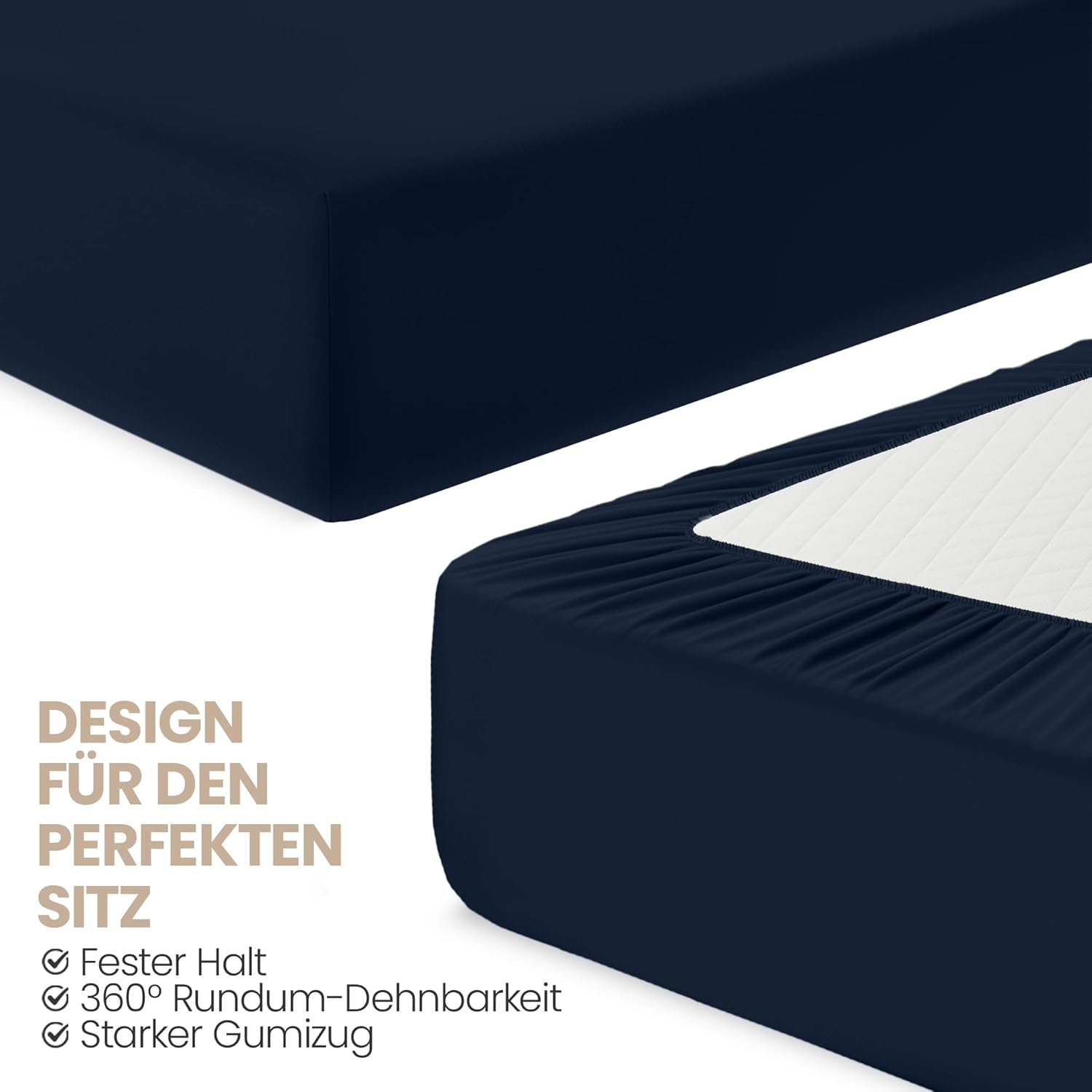 Thumbnail 4 de Utopia Bedding 2er-Set Spannbettlaken 180x200 cm in Marineblau – 35 cm Tiefe Tasche, gebürstete Mikrofaser (OEKO-TEX)