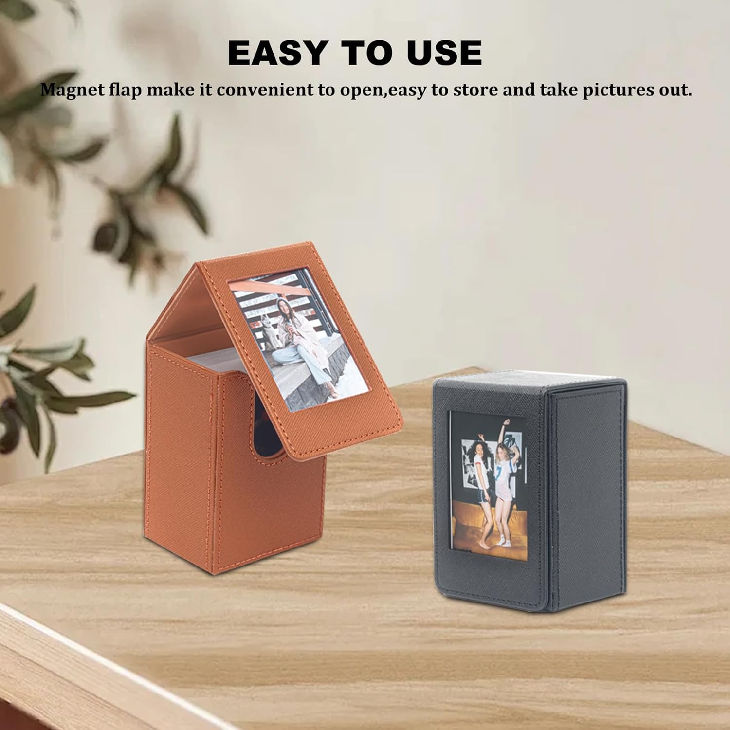 Detalle de Bilderhalter-Aufbewahrungsbox aus PU-Leder für Fujifilm Instax Mini Serie – Schwarz