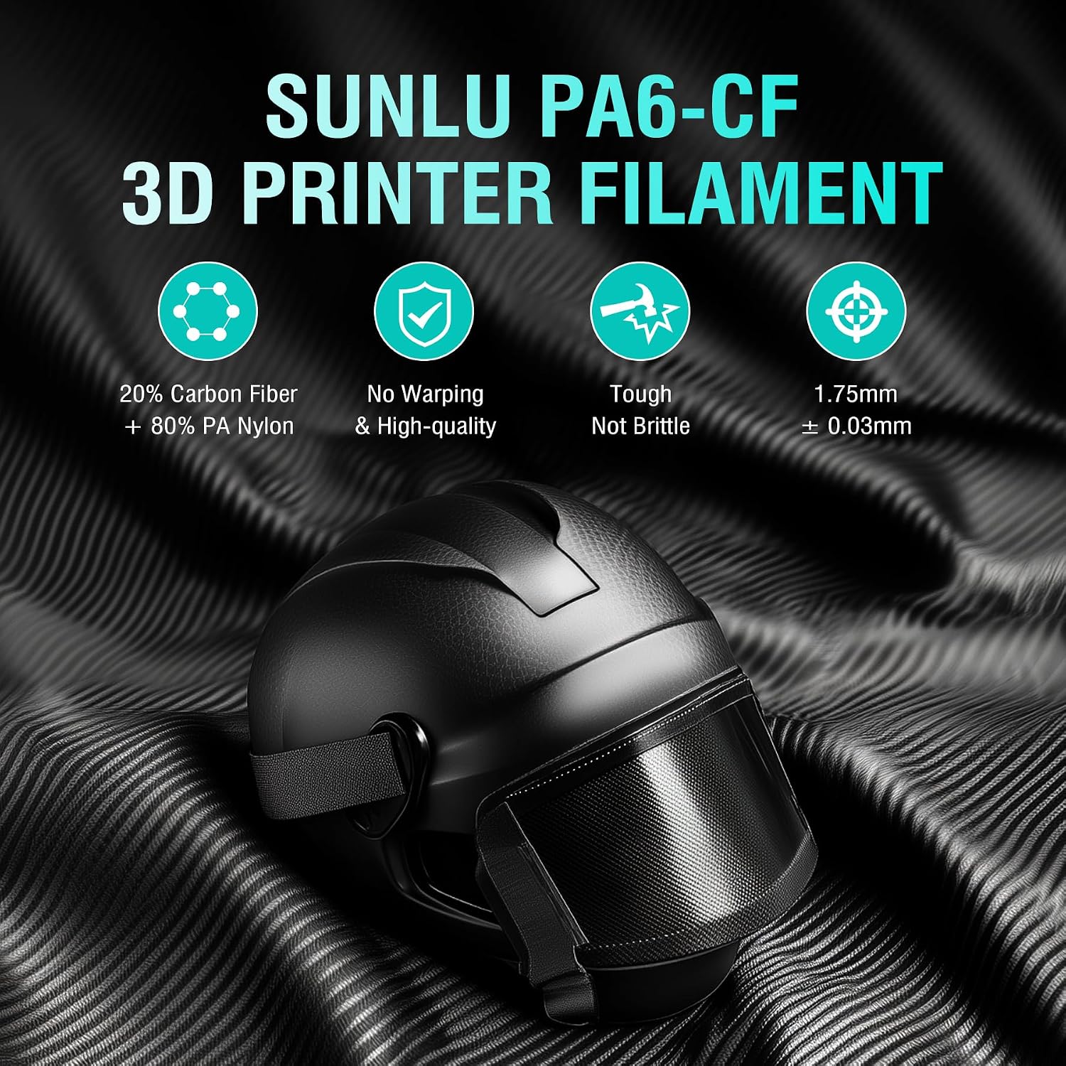 Detalle 2 de SUNLU PA6-CF – filament nylonowy do druku 3D, 1,75 mm, 1 kg, 209°C
