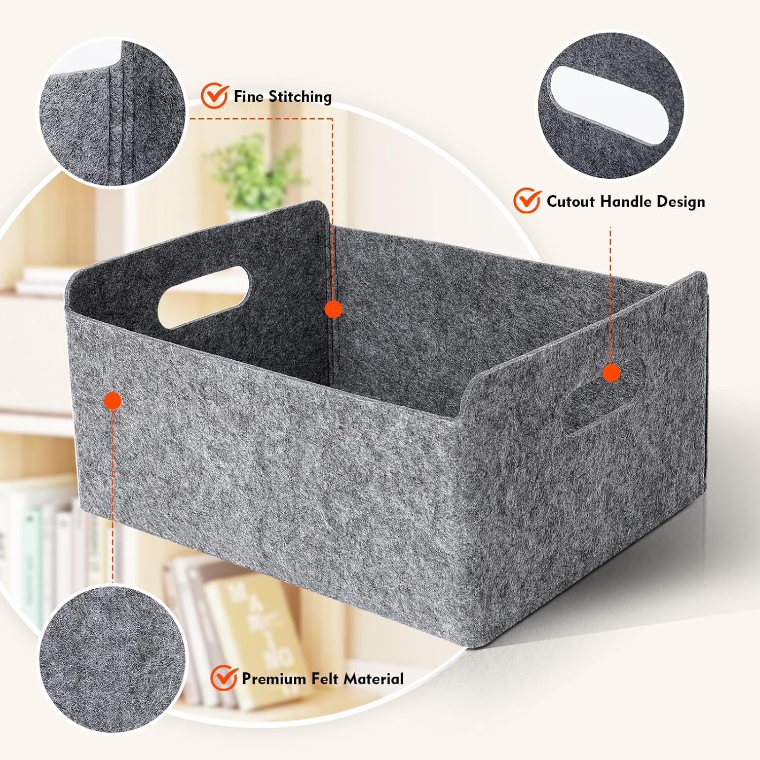 Detalle 2 de Cozary Cesta Plegable de Fieltro para Leña y Compras 🛒
