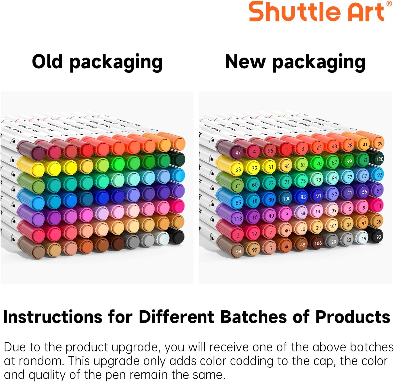 Thumbnail 1 de Shuttle Art Dual Tip Brush Pens (70 Colours) set with portable case & colouring book