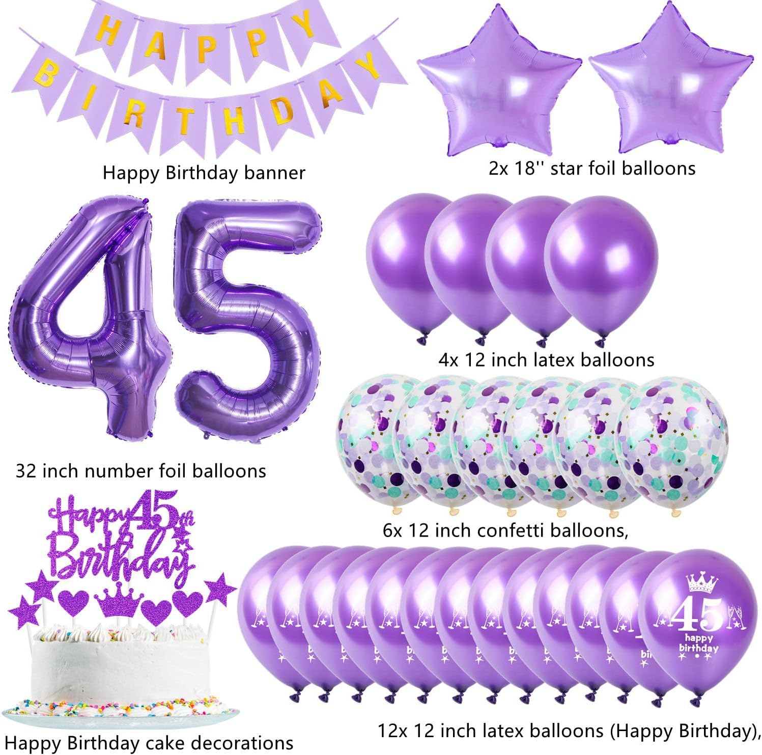 Thumbnail 1 de Lila Luftballon 45 Geburtstag Deko 🎈