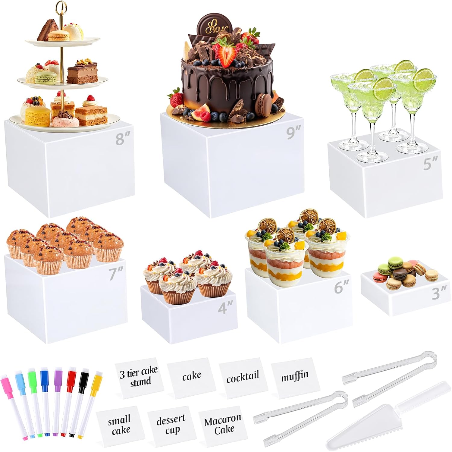 Detalle de White Buffet Risers, 7-Piece Set