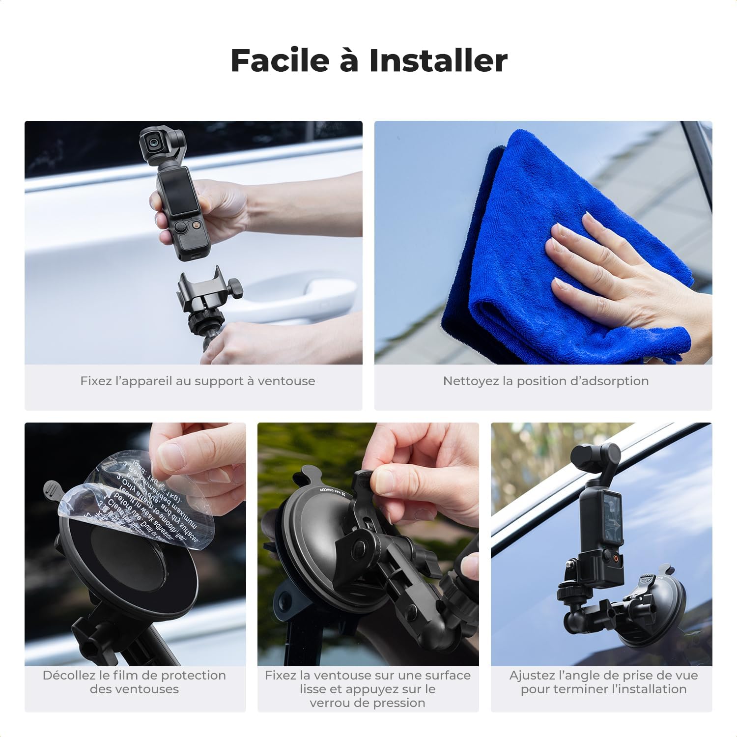 Thumbnail 6 de K&F CONCEPT Support à Ventouse ABS – Compatible DJI Osmo Pocket 3 et Insta360