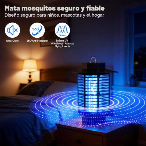Detalle de Lámpara Antimosquitos Eléctrica 4200V 18W DPBOQUBDJ: eficaz, silenciosa y resistente al exterior