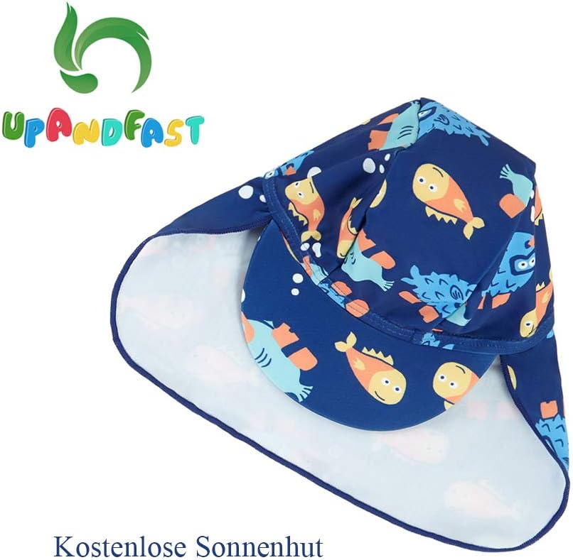 Thumbnail 3 de upandfast Baby Jungen Badeanzug mit Sonnenhut UPF 50+ (einteilig, Reißverschluss)