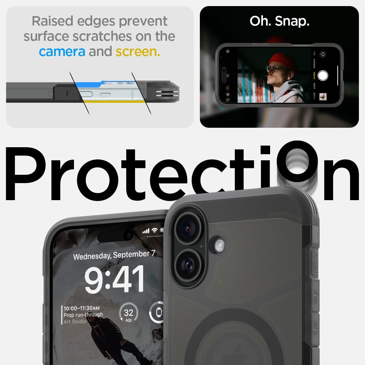 Detalle 2 de Spigen Tough Armor (AI) MagFit pour iPhone 16 6,1 pouces – Frost Noir