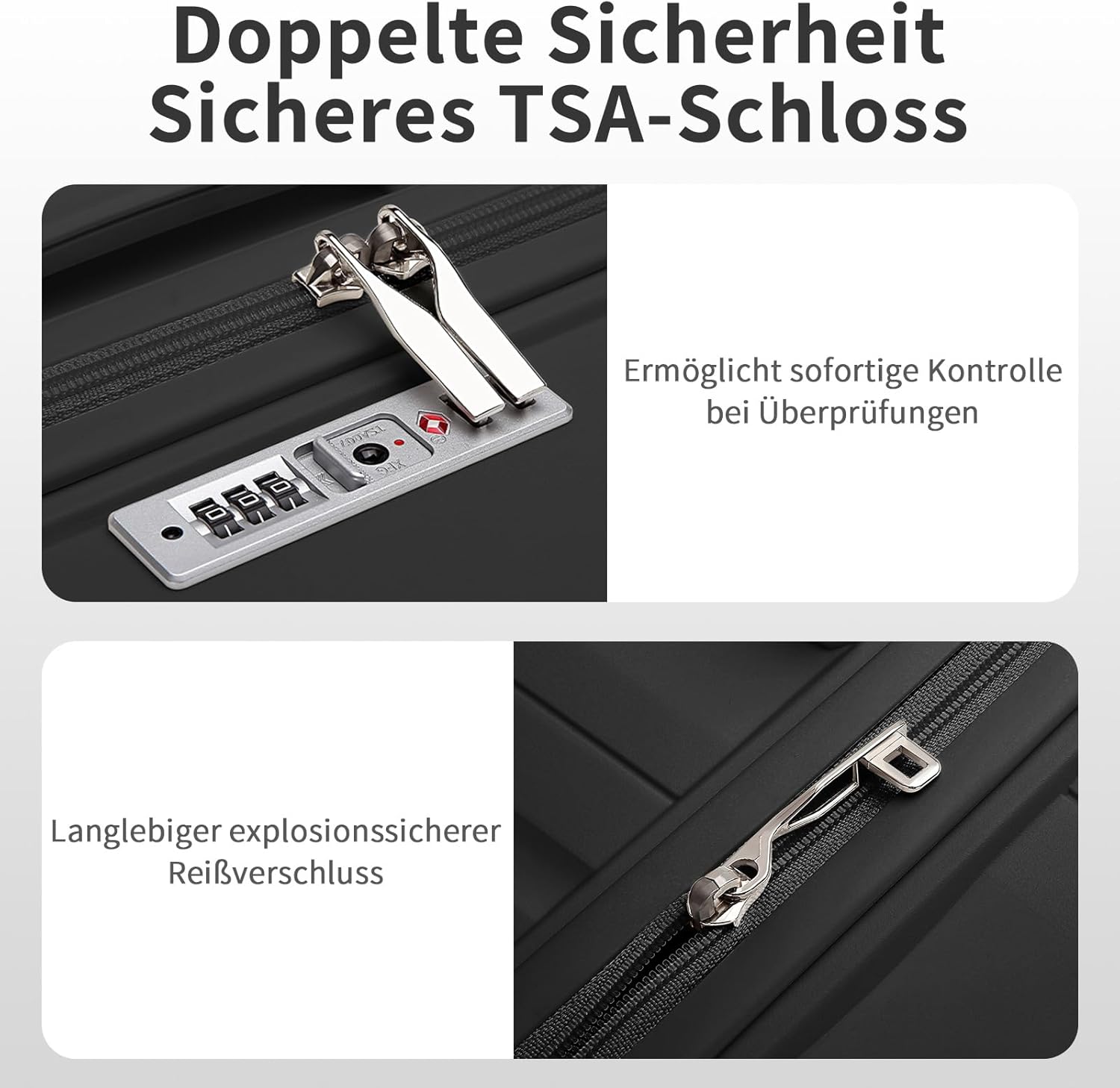 Detalle 2 de KONO Mittelgroßer Koffer 65 cm – Leichtes Polypropylen-Hartschalenreisekoffer mit TSA-Schloss