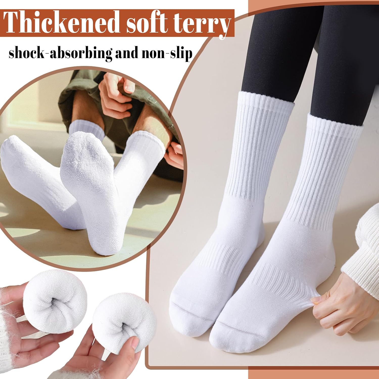 Detalle 2 de VoJoPi Women’s Thermal Wool Socks, 5-Pack, Thick Cushioned Winter Socks