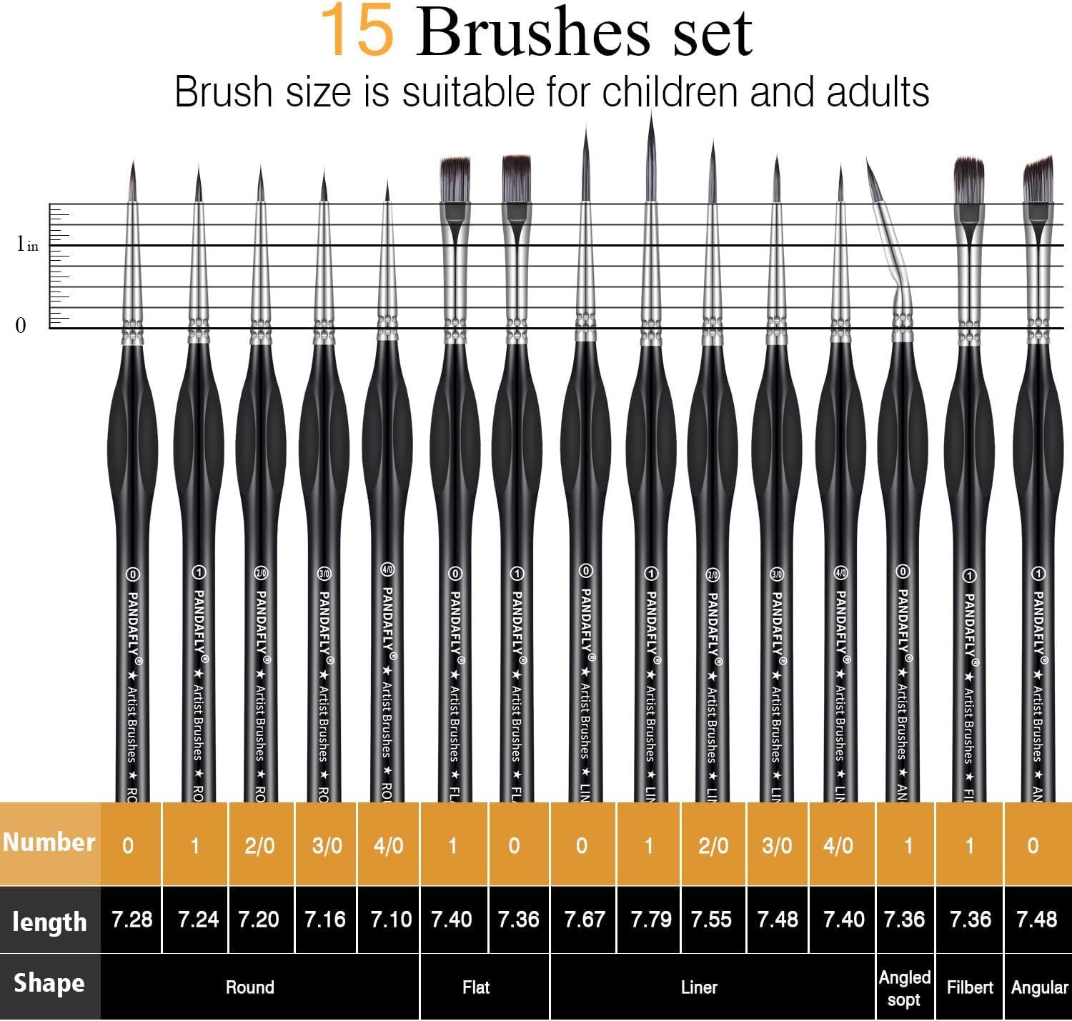 Thumbnail 2 de PANDAFLY Detail Paint Brush Set, 15-Piece