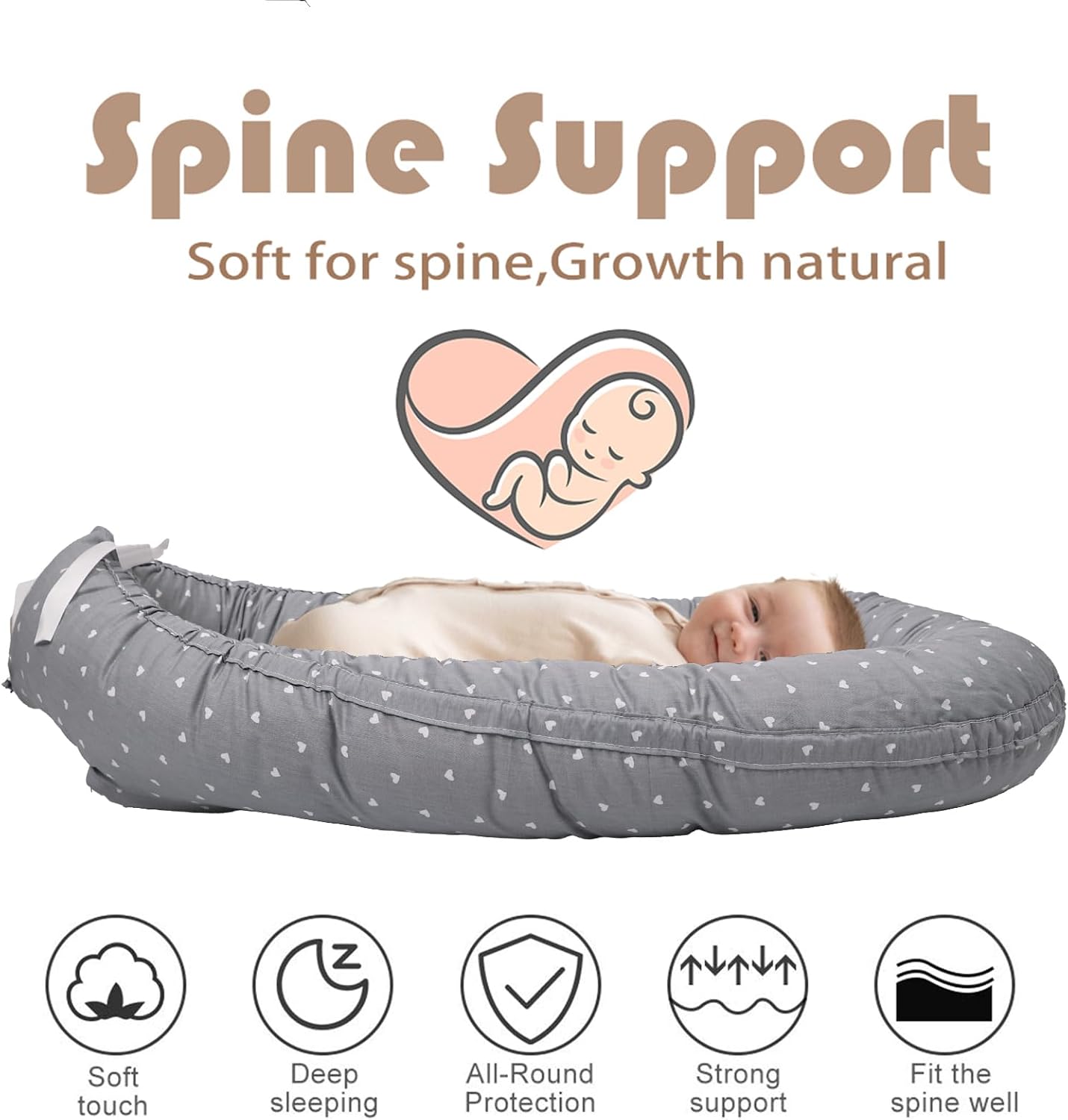 Detalle de EAQ Baby Nest Pod for Newborn – 100% Cotton Sleep Pod for 0–12 Months