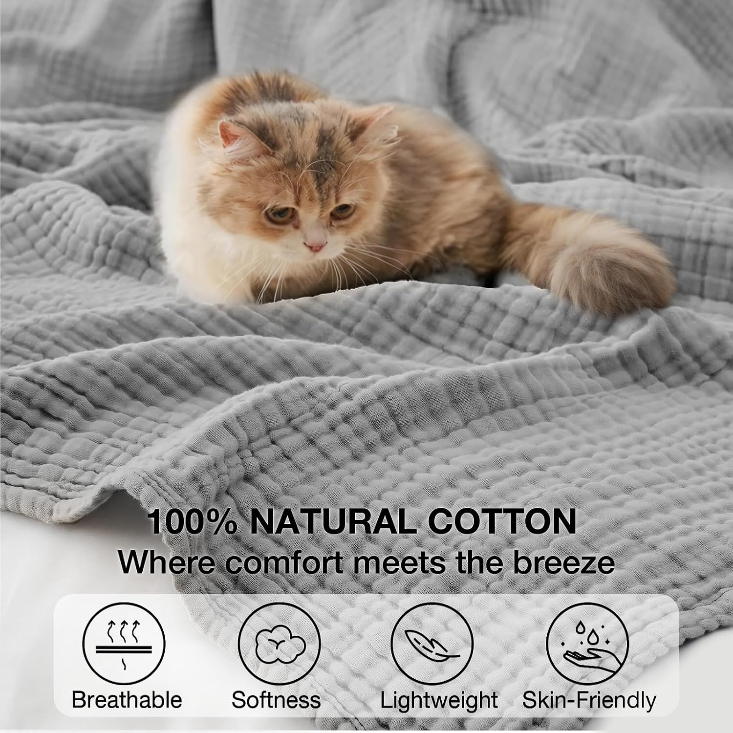 Detalle 1 de Cotton Muslin Blanket, 50 x 70 Inches