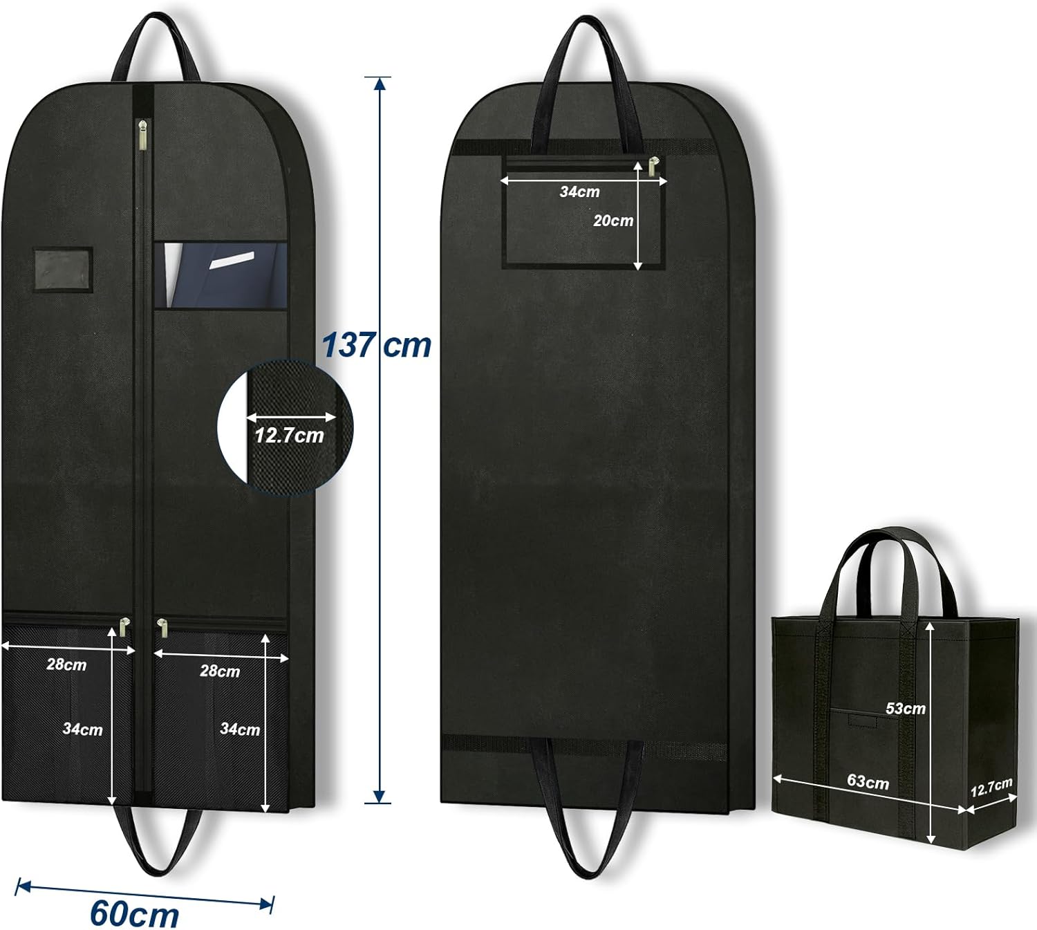 Thumbnail 1 de Large Heavy Duty Garment Bags (54 inch) – Hanging, Zippered & Breathable Storage for Long Clothes