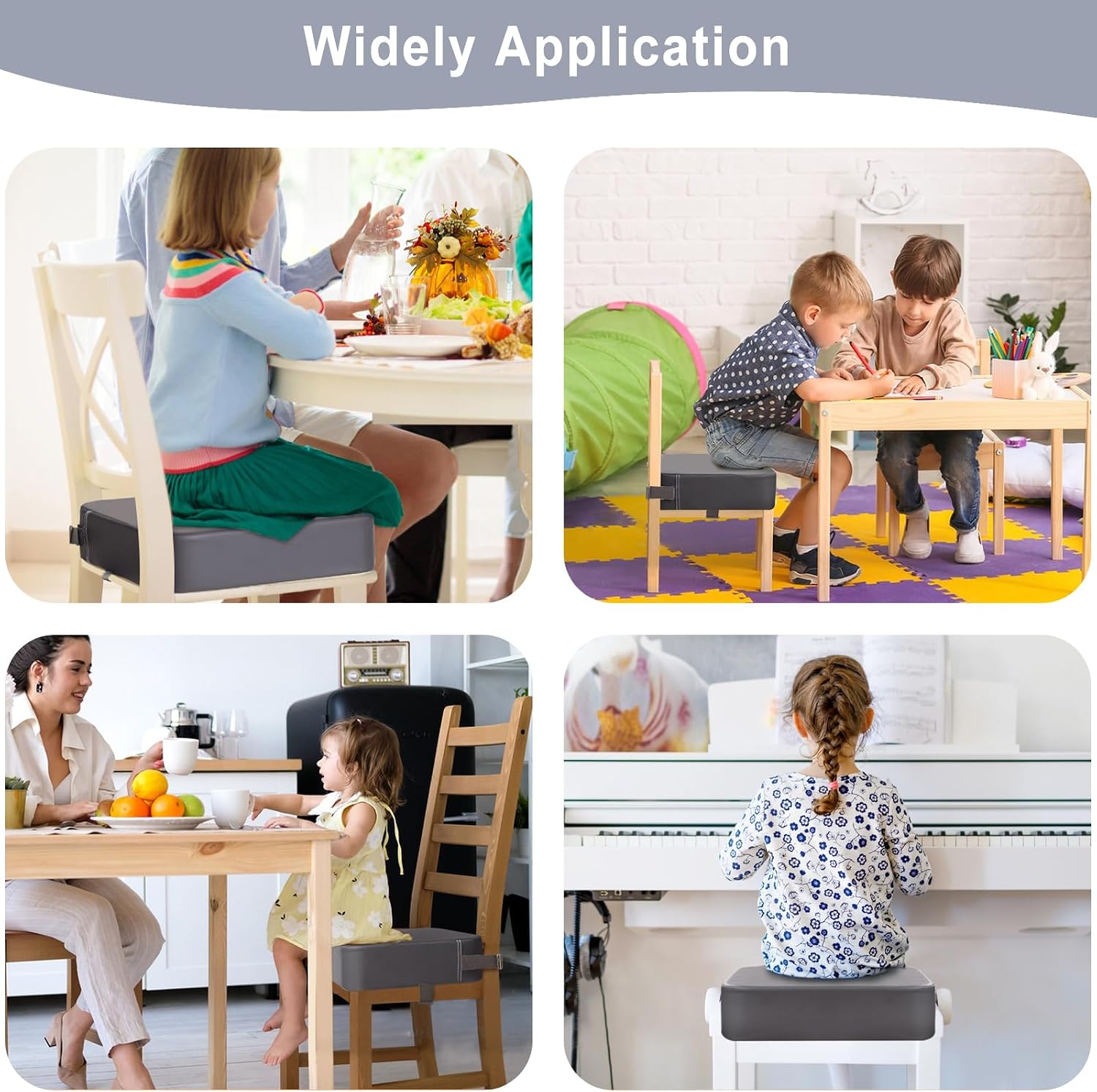 Detalle de TOTIDYH Toddler Booster Seat for Dining Chair (Grey) with 2 Adjustable Straps