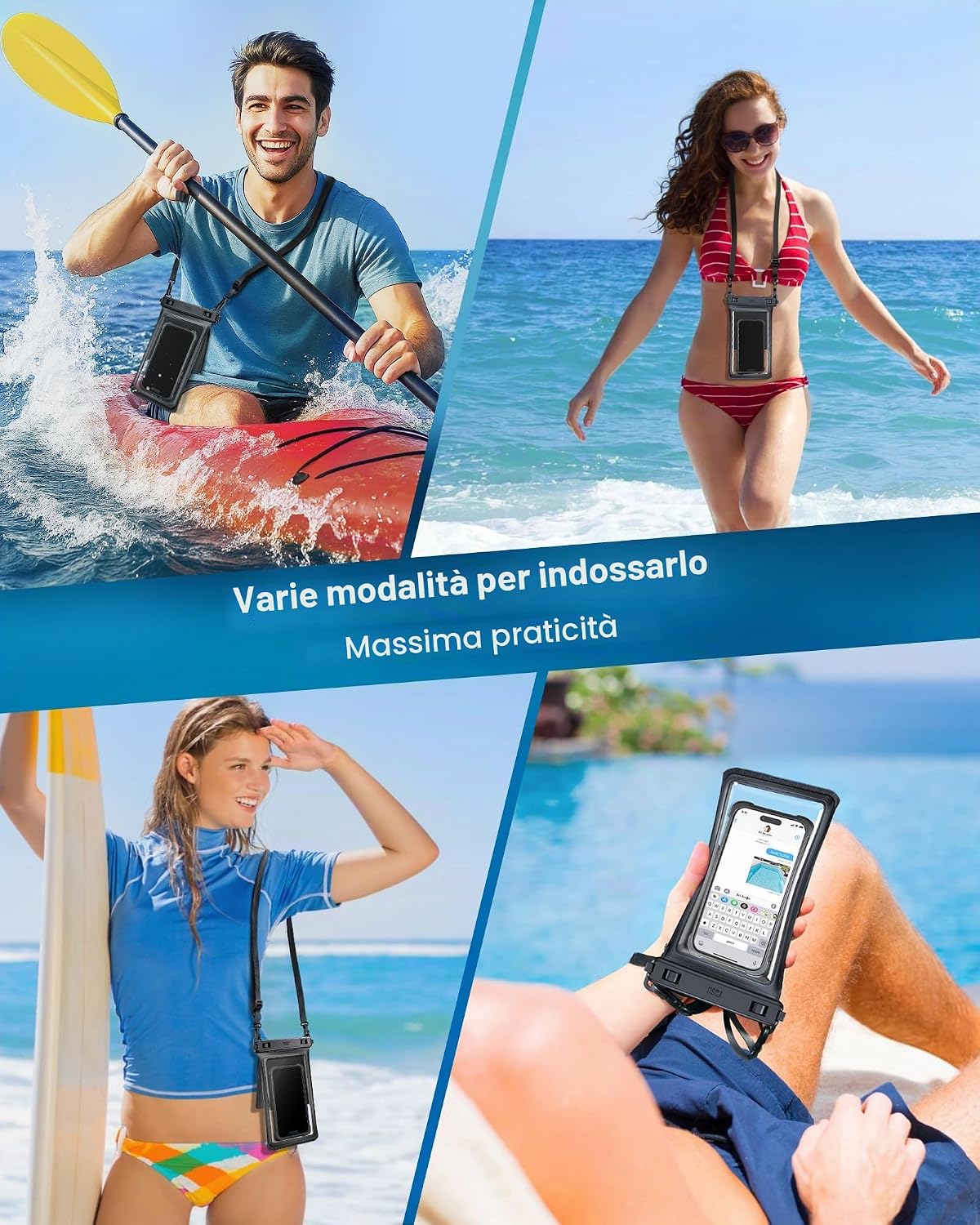 Thumbnail 6 de YOSH Custodia Impermeabile per Smartphone fino a 7,5" – Doppie Tasche 3D, IPX8, Subacquea per iPhone/Samsung e altro