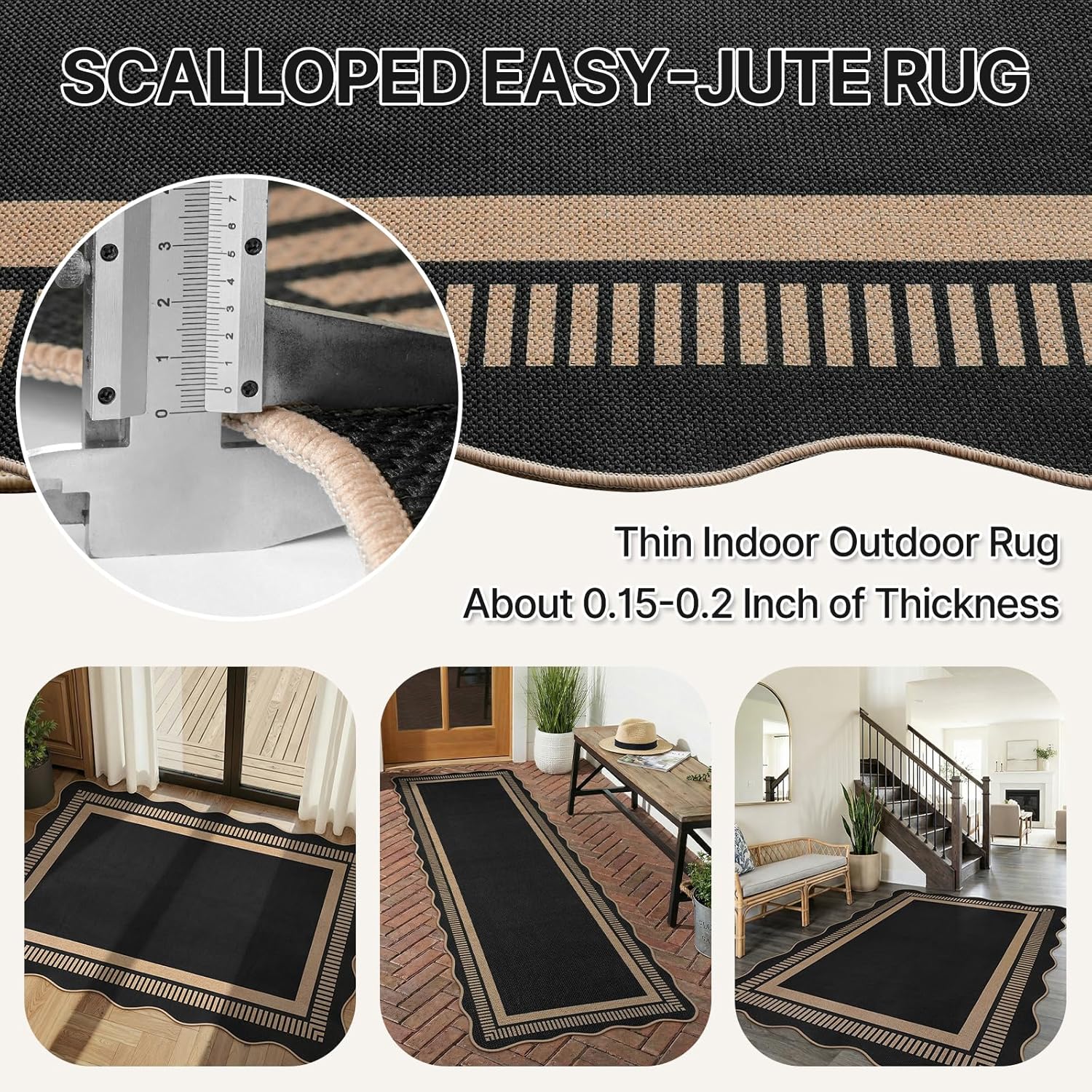 Thumbnail 6 de Dadasgk LDYUS-A022-Black-5x7 5' x 7' Washable Indoor-Outdoor Area Rug