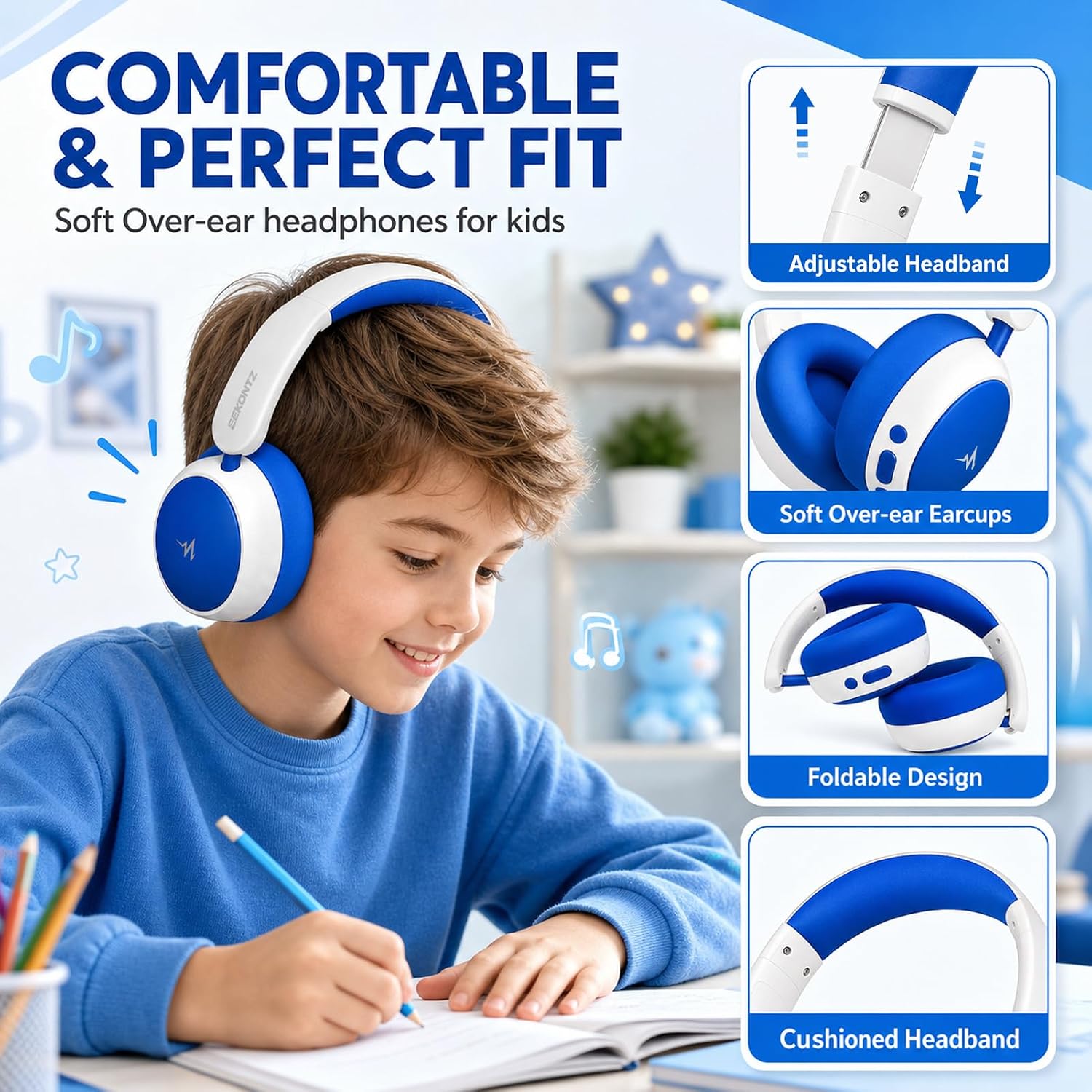 Detalle de Eekontz Kids Wireless Headphones with 58-Hour Battery