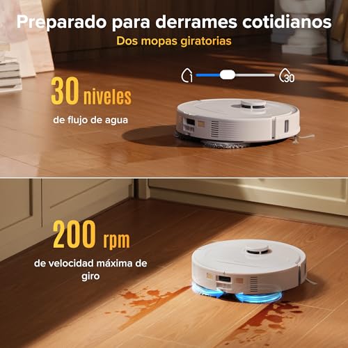 Detalle de Roborock Qrevo S Pro Set: robot aspirador con base todo en uno y fregado inteligente