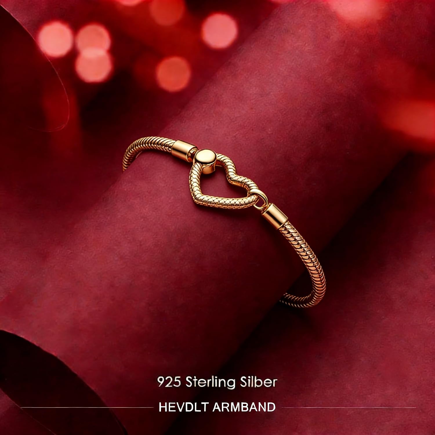 Detalle de Hevdlt Goldfarben Damenarmband aus 925er Sterlingsilber mit vergoldeter Metalllegierung (Moments-kompatibel)