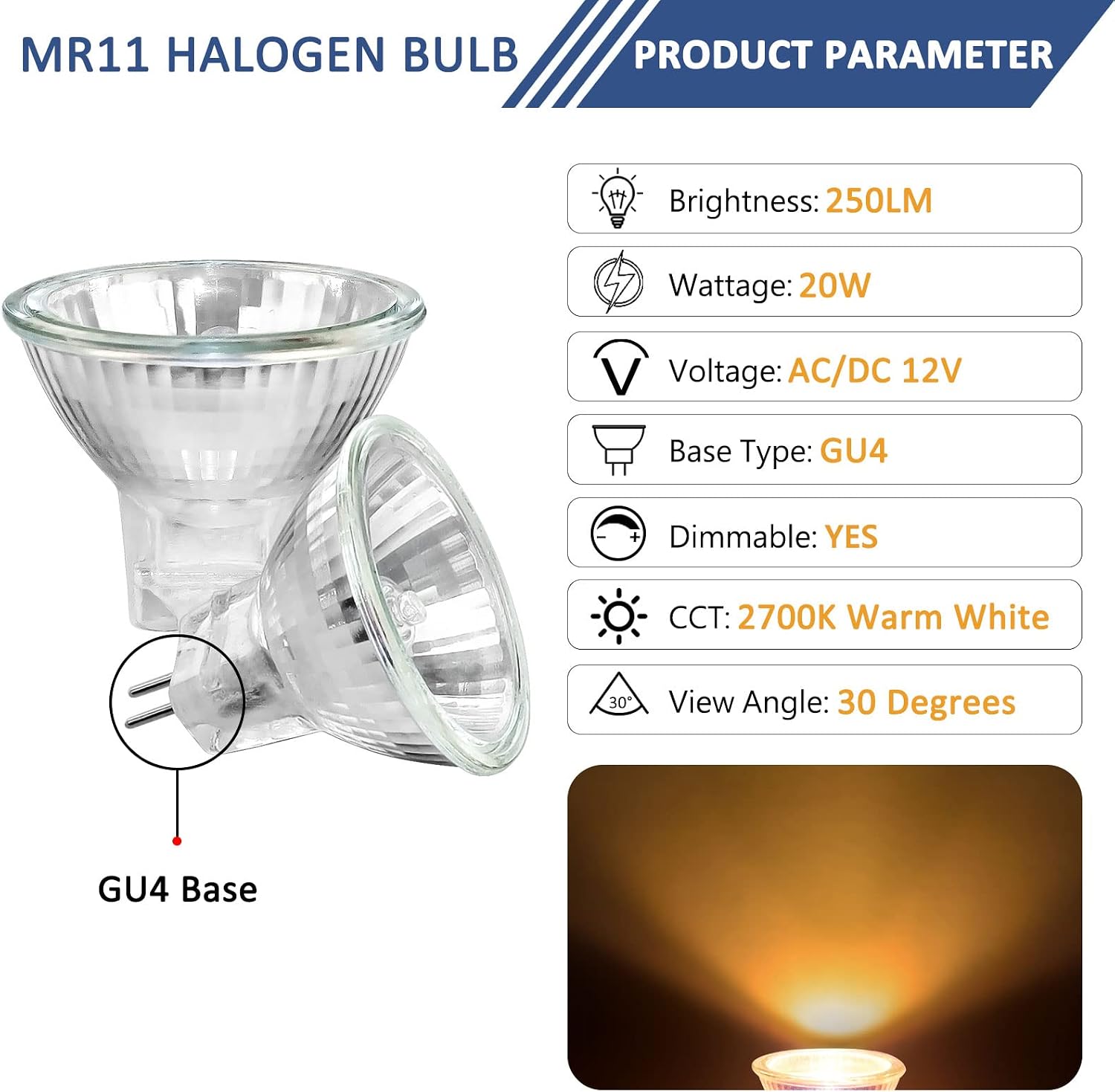 Detalle de Caldarax MR11 GU4 Halogen, 8er Set