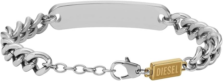 Detalle 2 de Diesel Herrenarmband aus Edelstahl – Doppel-Ton, matt & Karabinerverschluss
